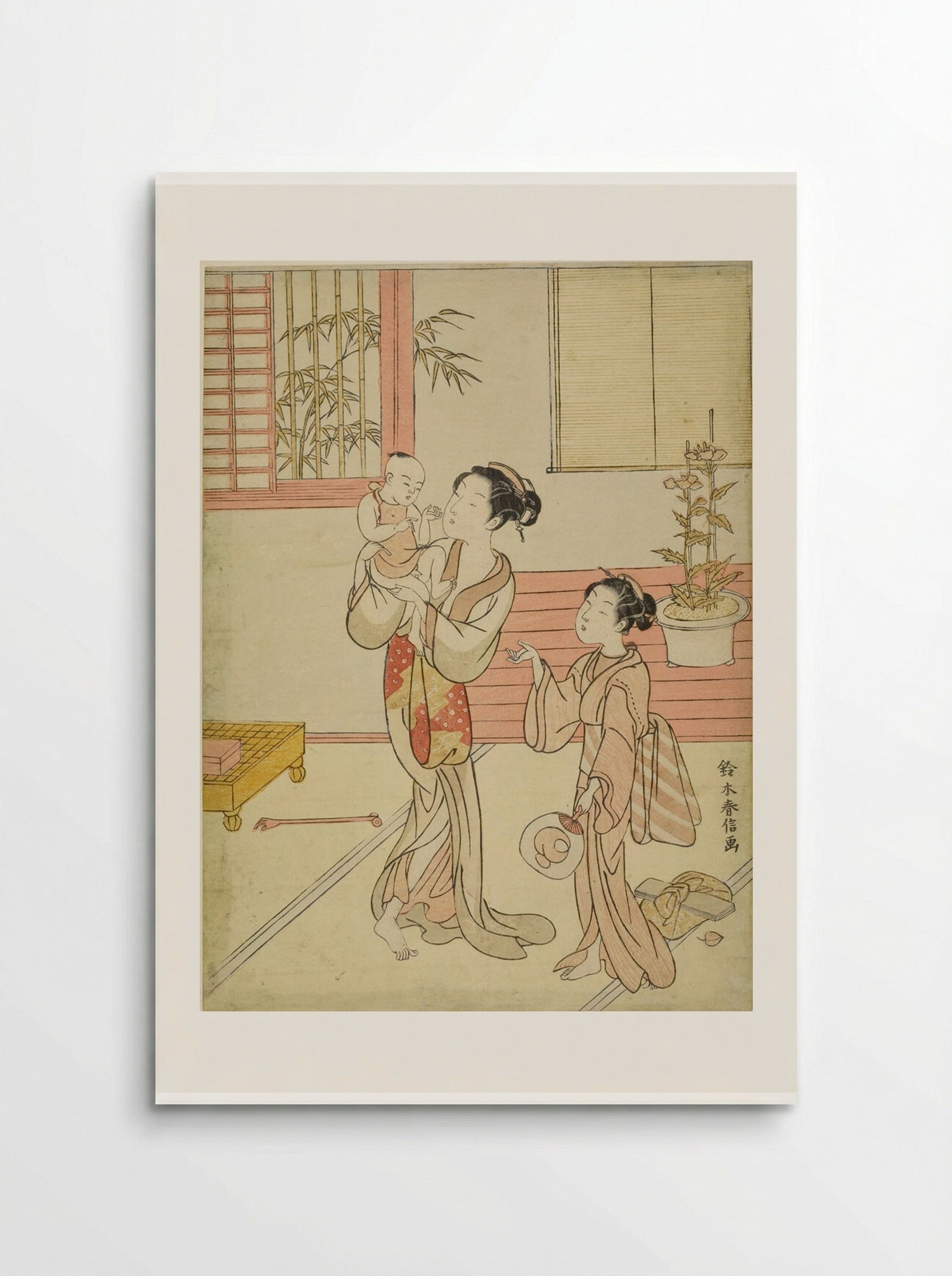 Woman and Girl Amusing a Baby - Suzuki Harunobu - Poster