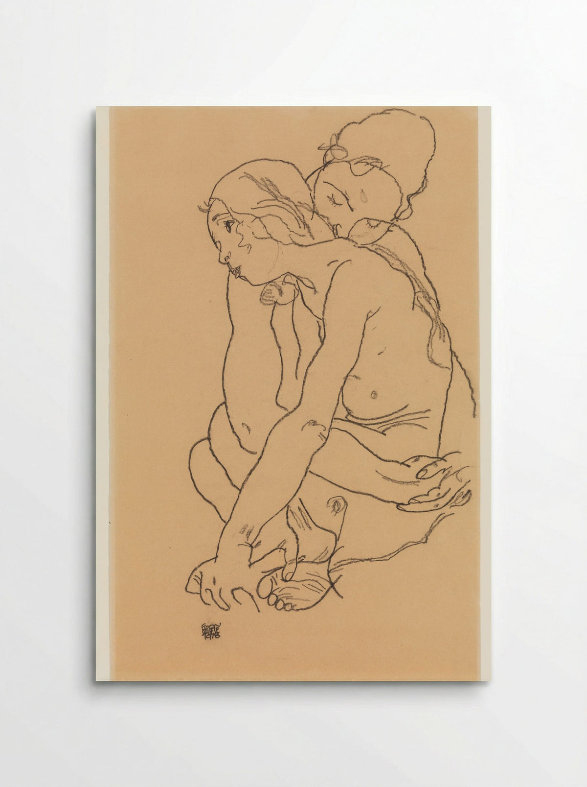 Woman and Girl Embracing - Egon Schiele - Poster