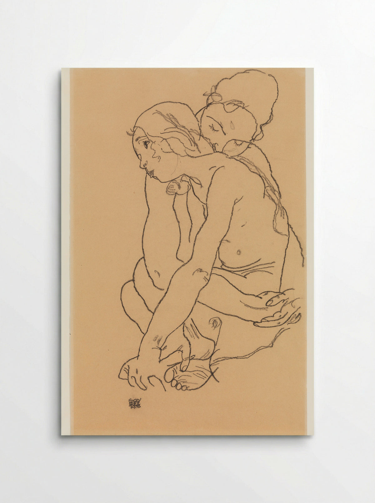 Woman and Girl Embracing - Egon Schiele - Poster