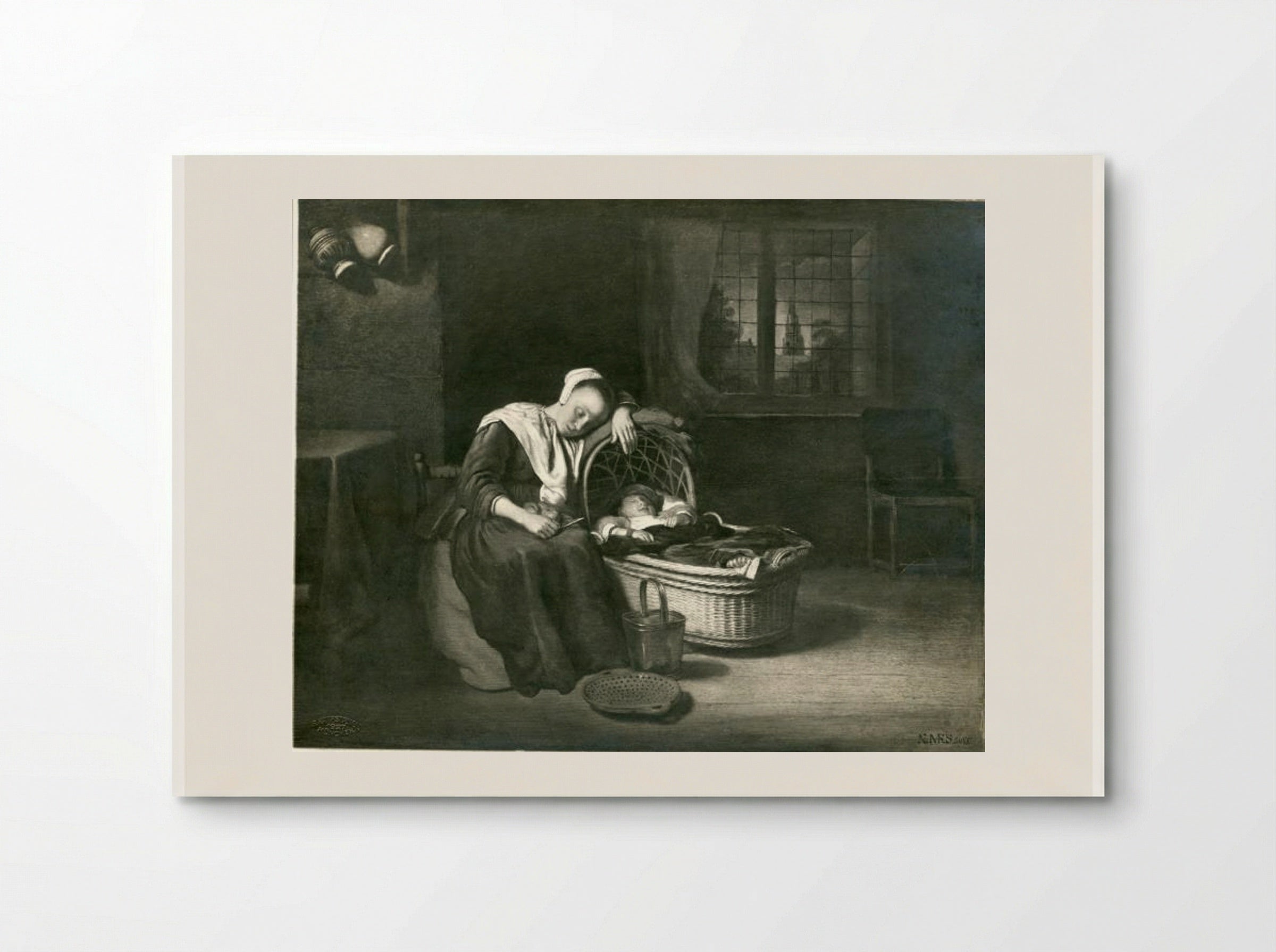 Woman at a Cradle - Nicolaes Maes - Poster