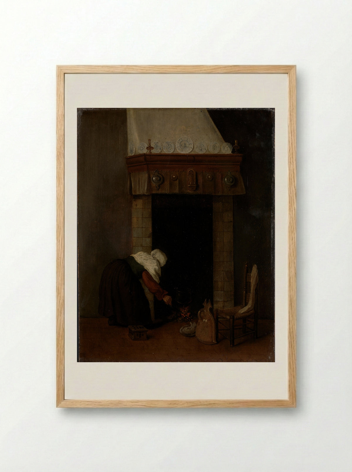 Woman at the Fireplace - Jacob Vrel - Framed Print Wood