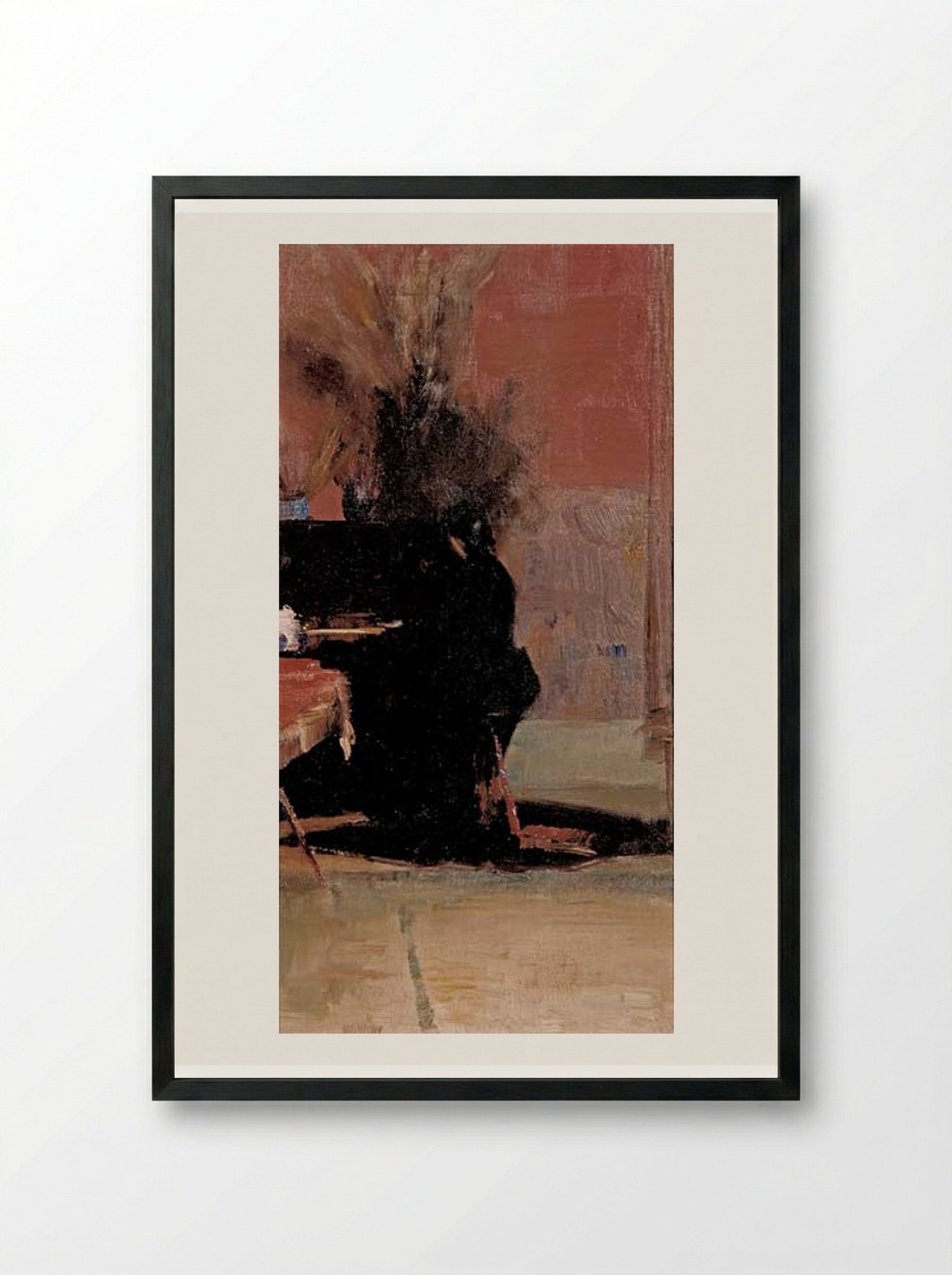 Woman at the Piano - Tom Roberts - Framed Print Black