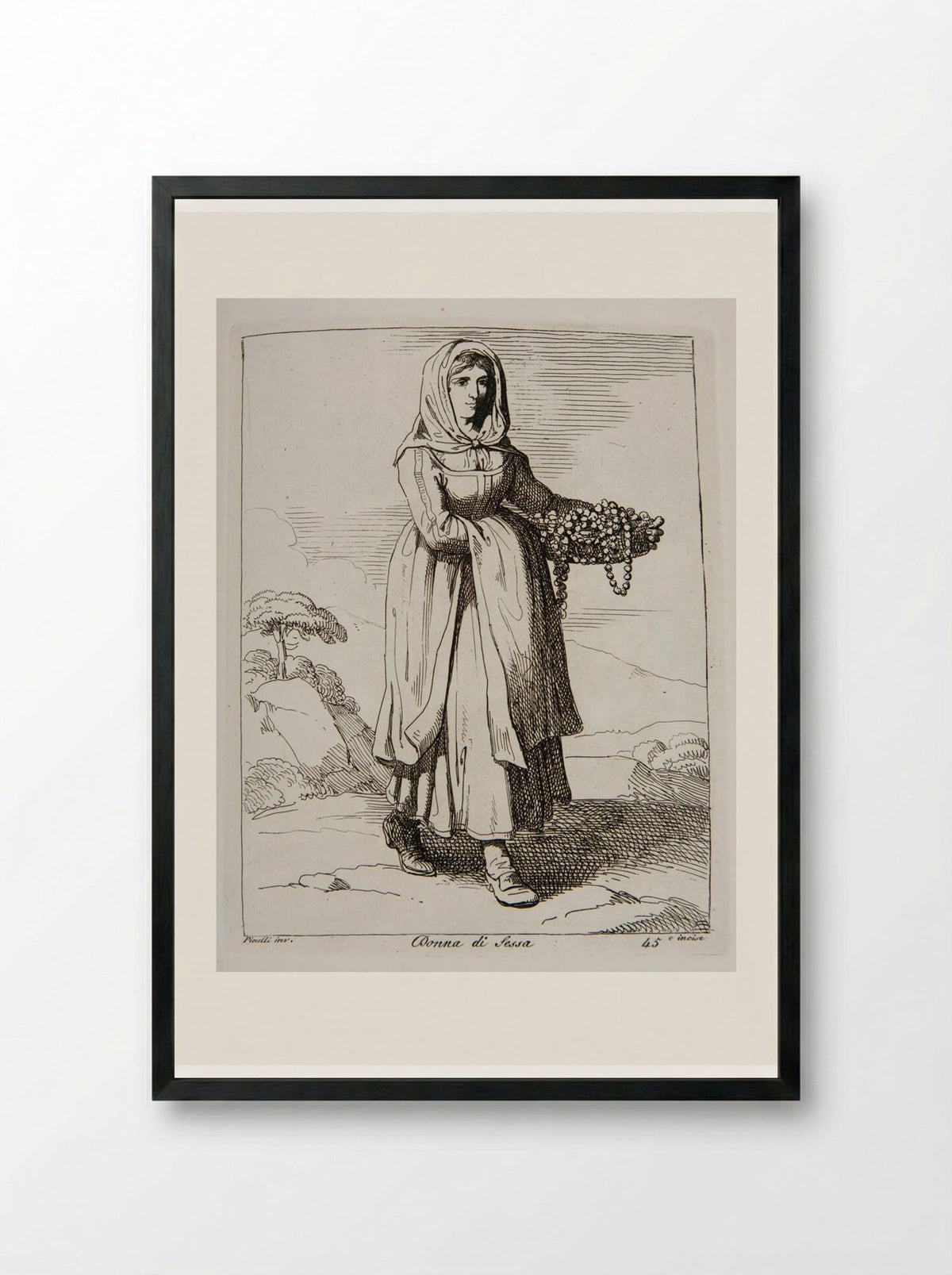 Woman from Sessa - Bartolomeo Pinelli - Framed Print Black