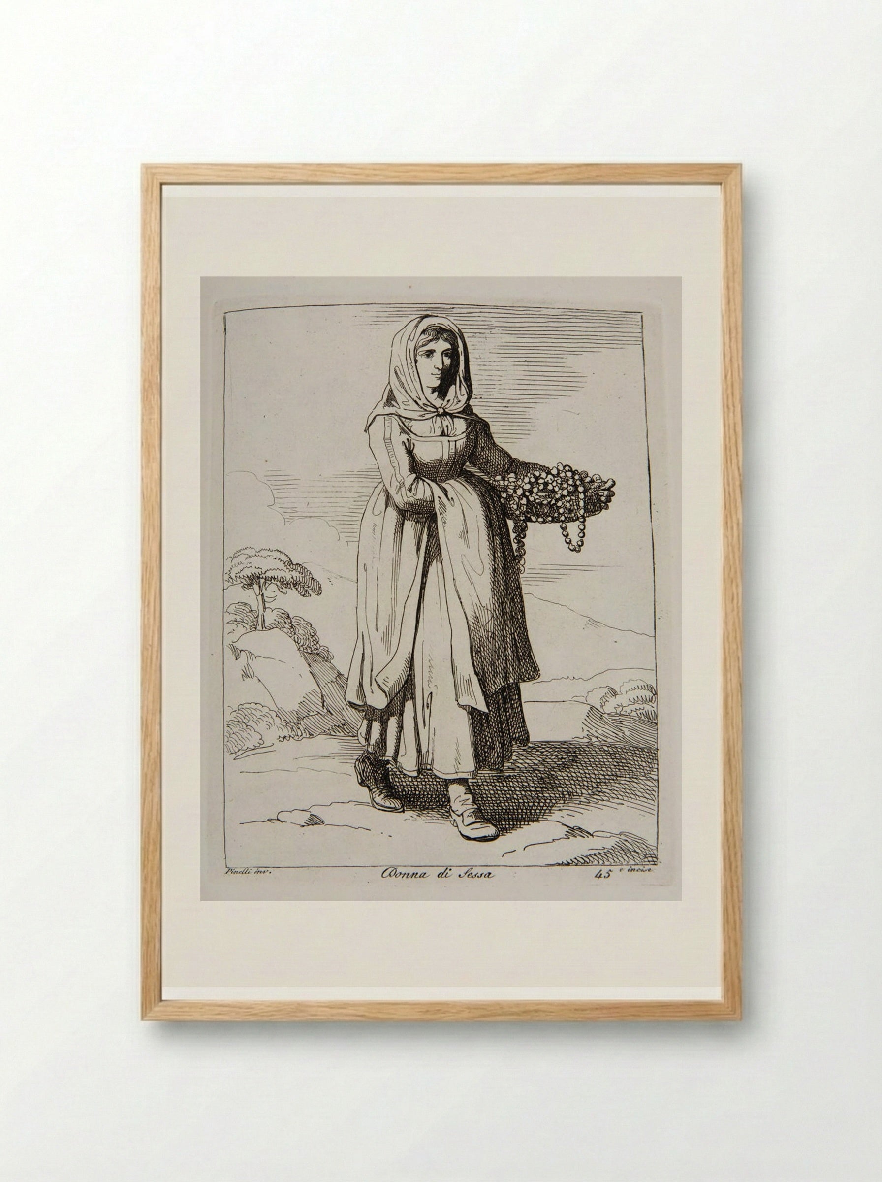 Woman from Sessa - Bartolomeo Pinelli - Framed Print Wood