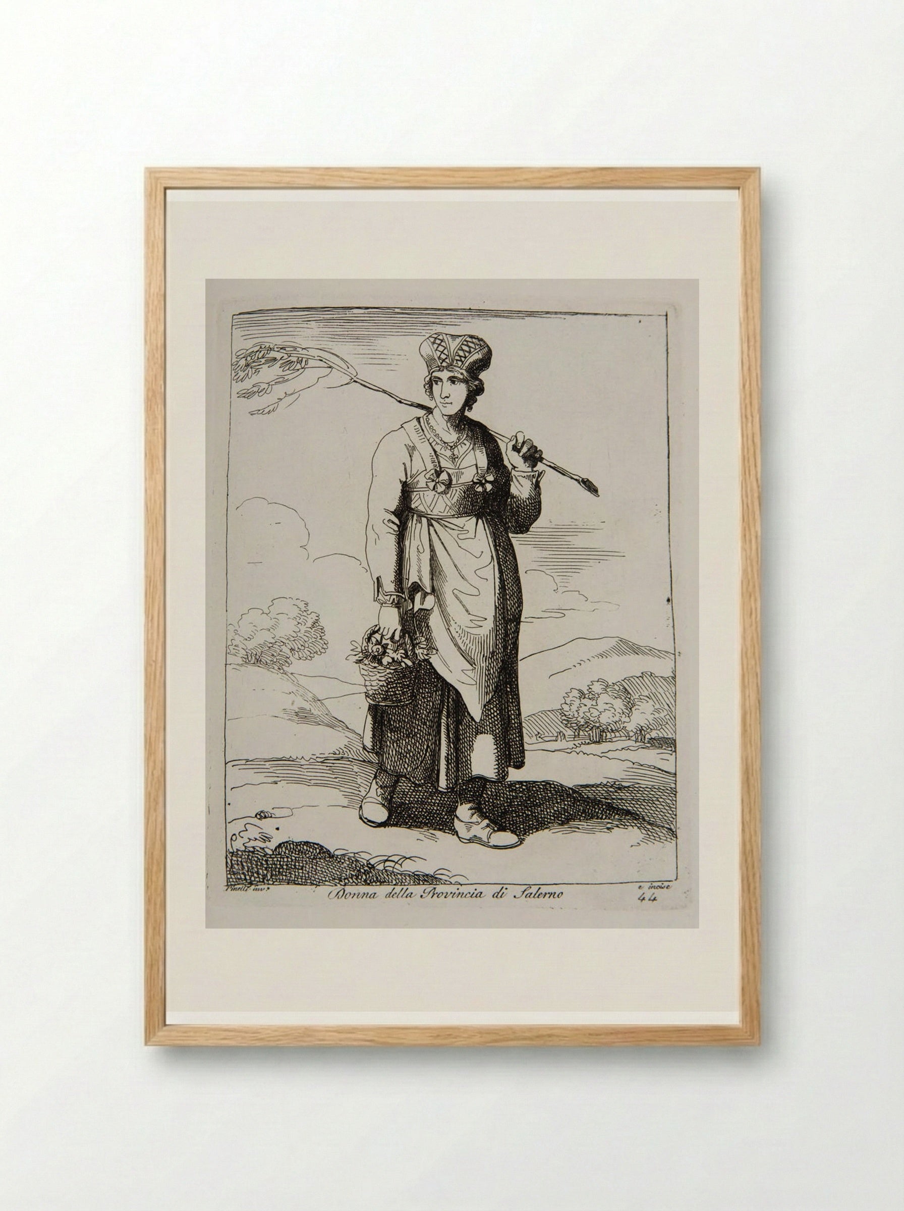 Woman from the Province of Salerno - Bartolomeo Pinelli - Framed Print Wood
