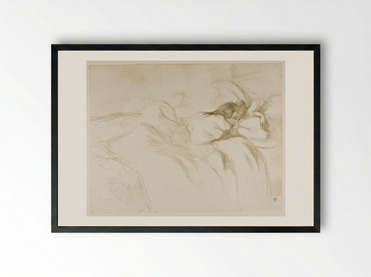 Woman in Bed, Waking - Henri de Toulouse-Lautrec - Framed Print Black