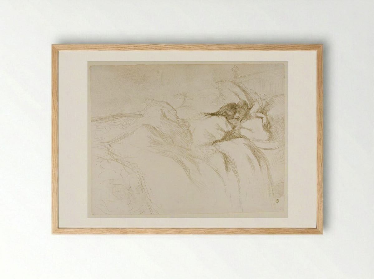 Woman in Bed, Waking - Henri de Toulouse-Lautrec - Framed Print Wood