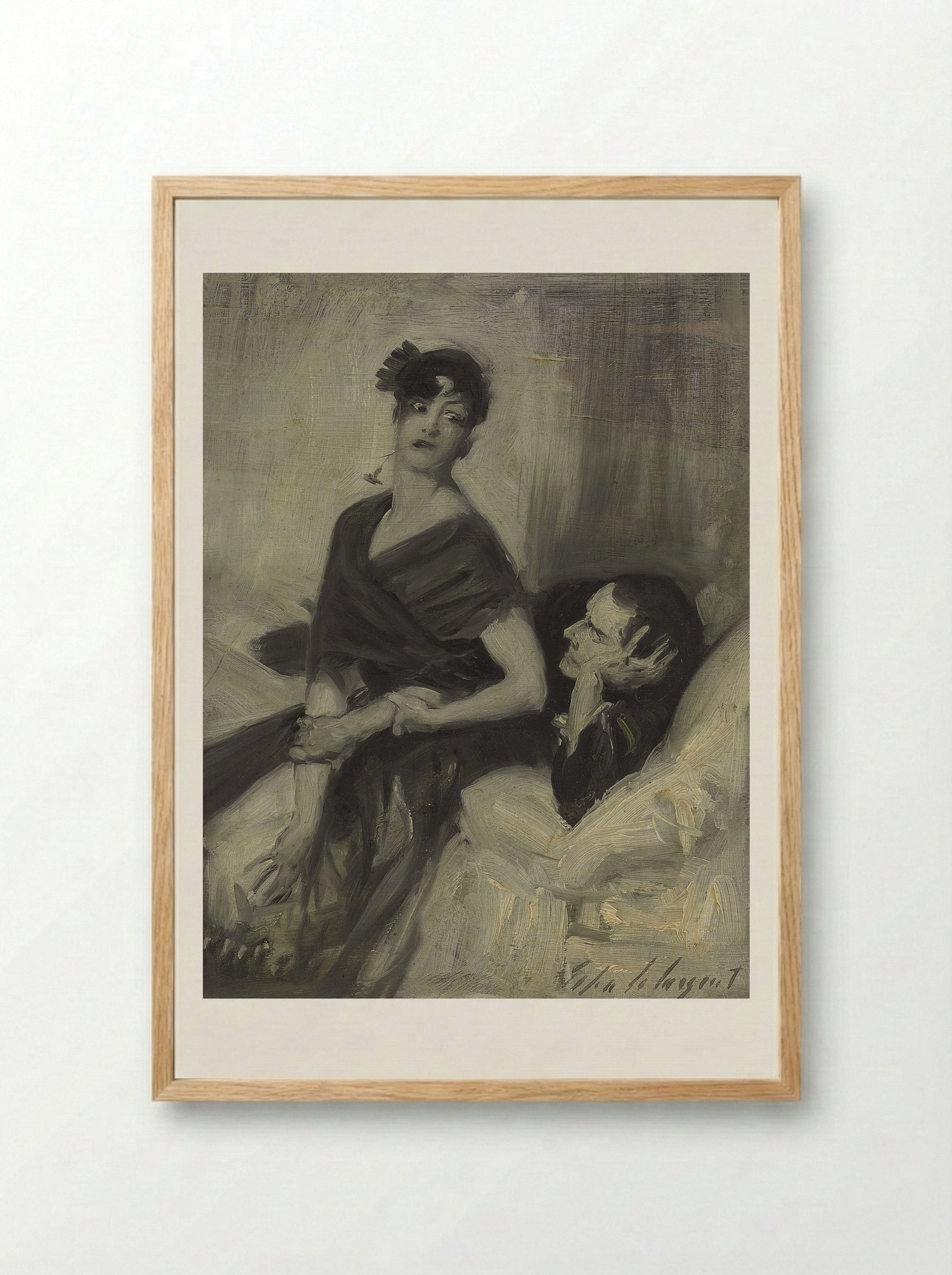 Woman in Bed - John Singer Sargent - Framed Print Wood