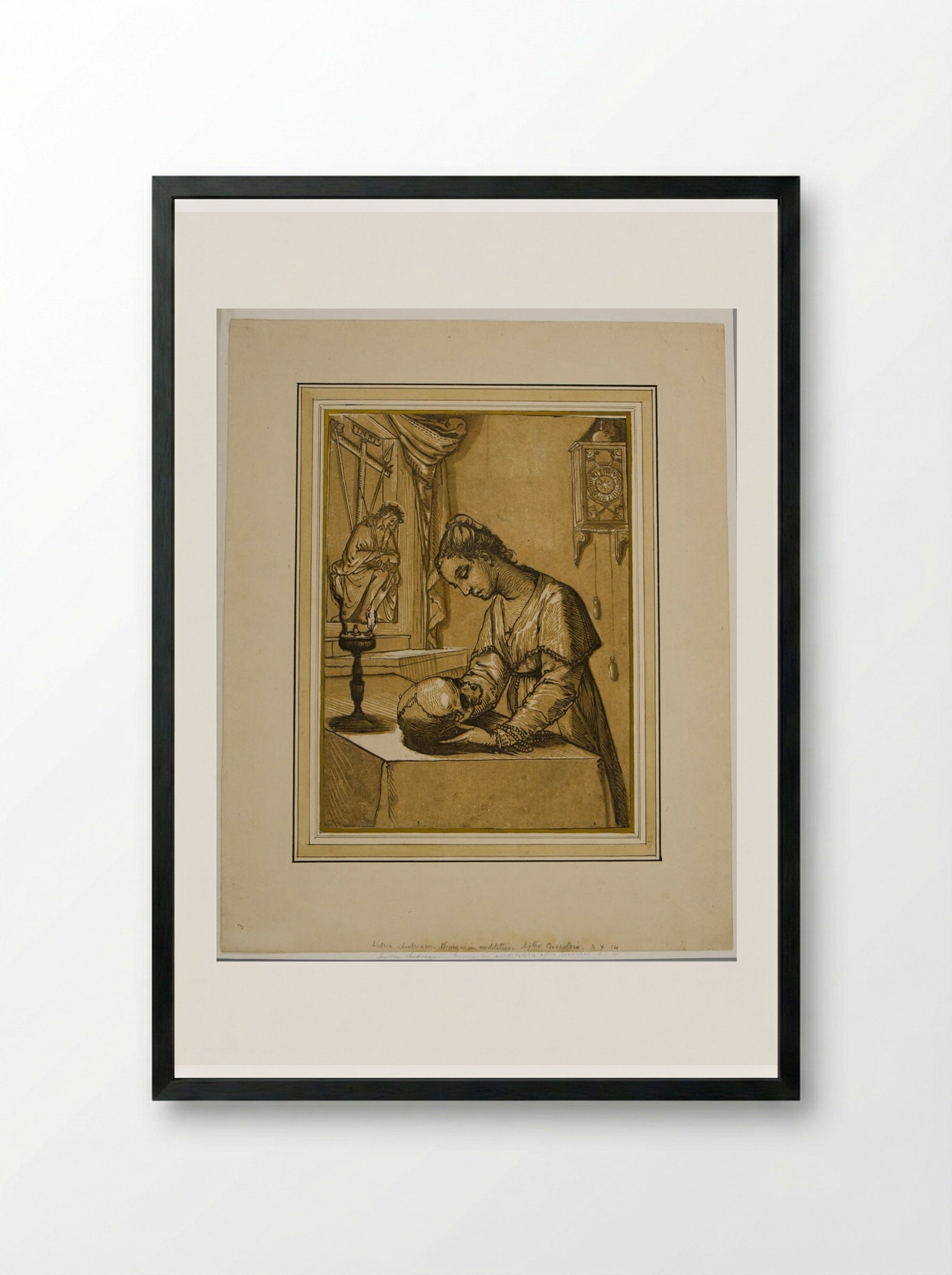 Woman in Meditation - Andrea Andreani - Framed Print Black