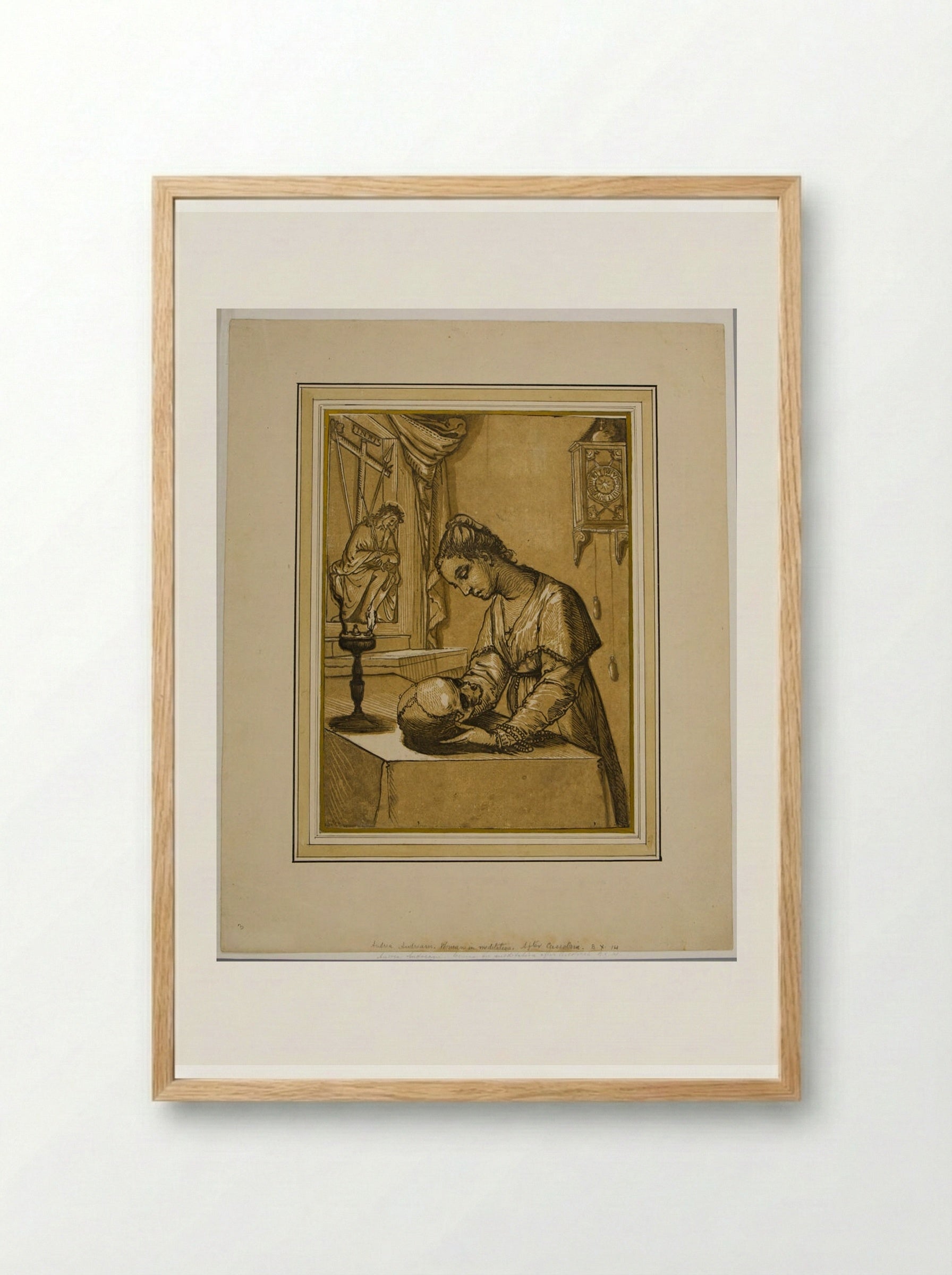 Woman in Meditation - Andrea Andreani - Framed Print Wood