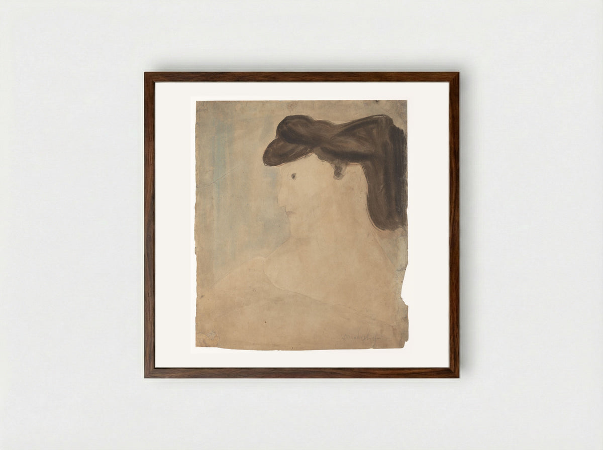 Woman in Profile - Amedeo Modigliani - Framed Print Dark Wood