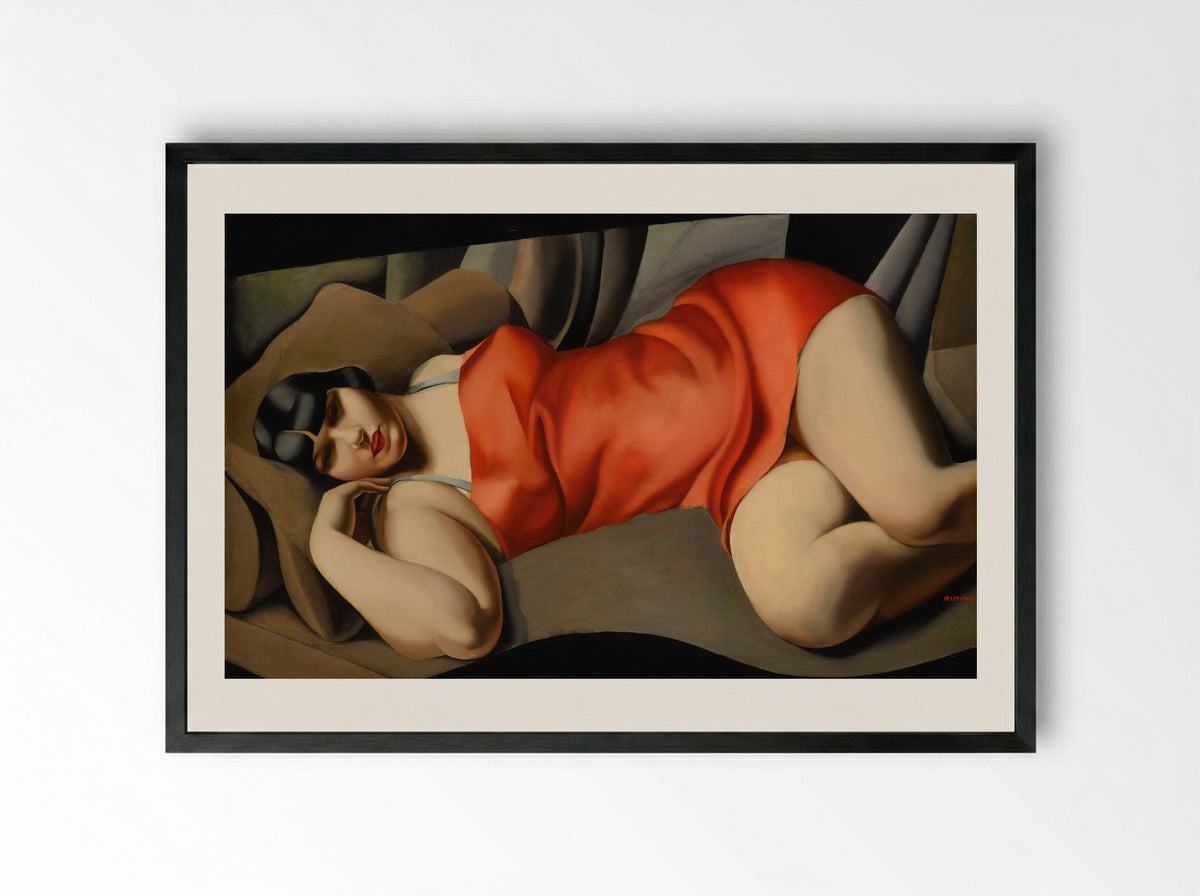 Woman in Red (Portrait of Mrs. Bush) - Tamara de Lempicka - Framed Print Black