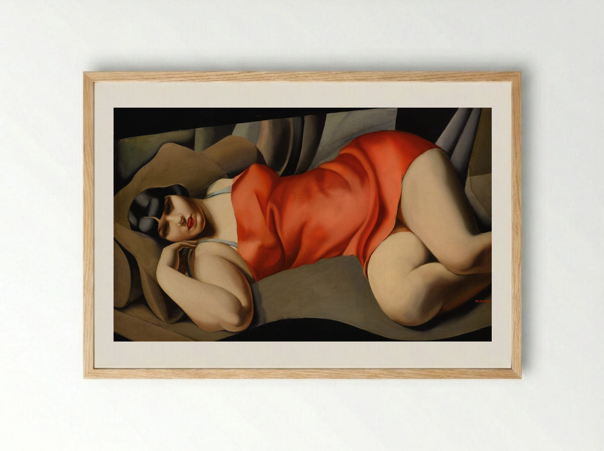 Woman in Red (Portrait of Mrs. Bush) - Tamara de Lempicka - Framed Print Wood