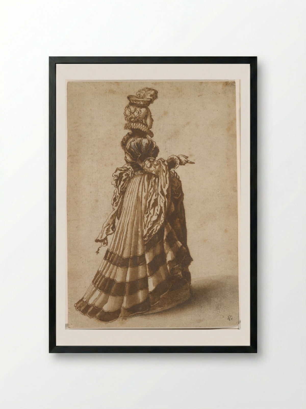 Woman in Sixteenth-Century Costume - Jan de Bisschop - Framed Print Black