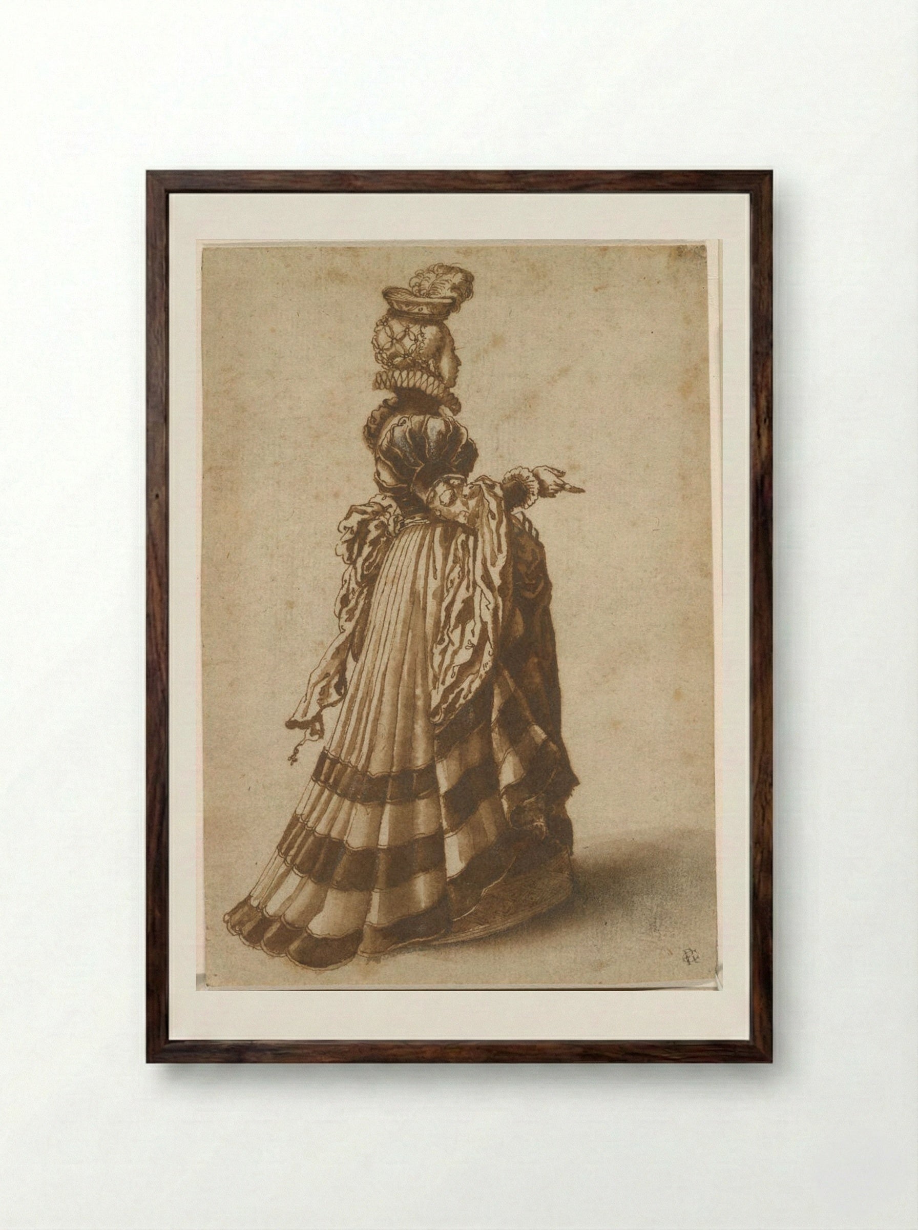 Woman in Sixteenth-Century Costume - Jan de Bisschop - Framed Print Dark Wood