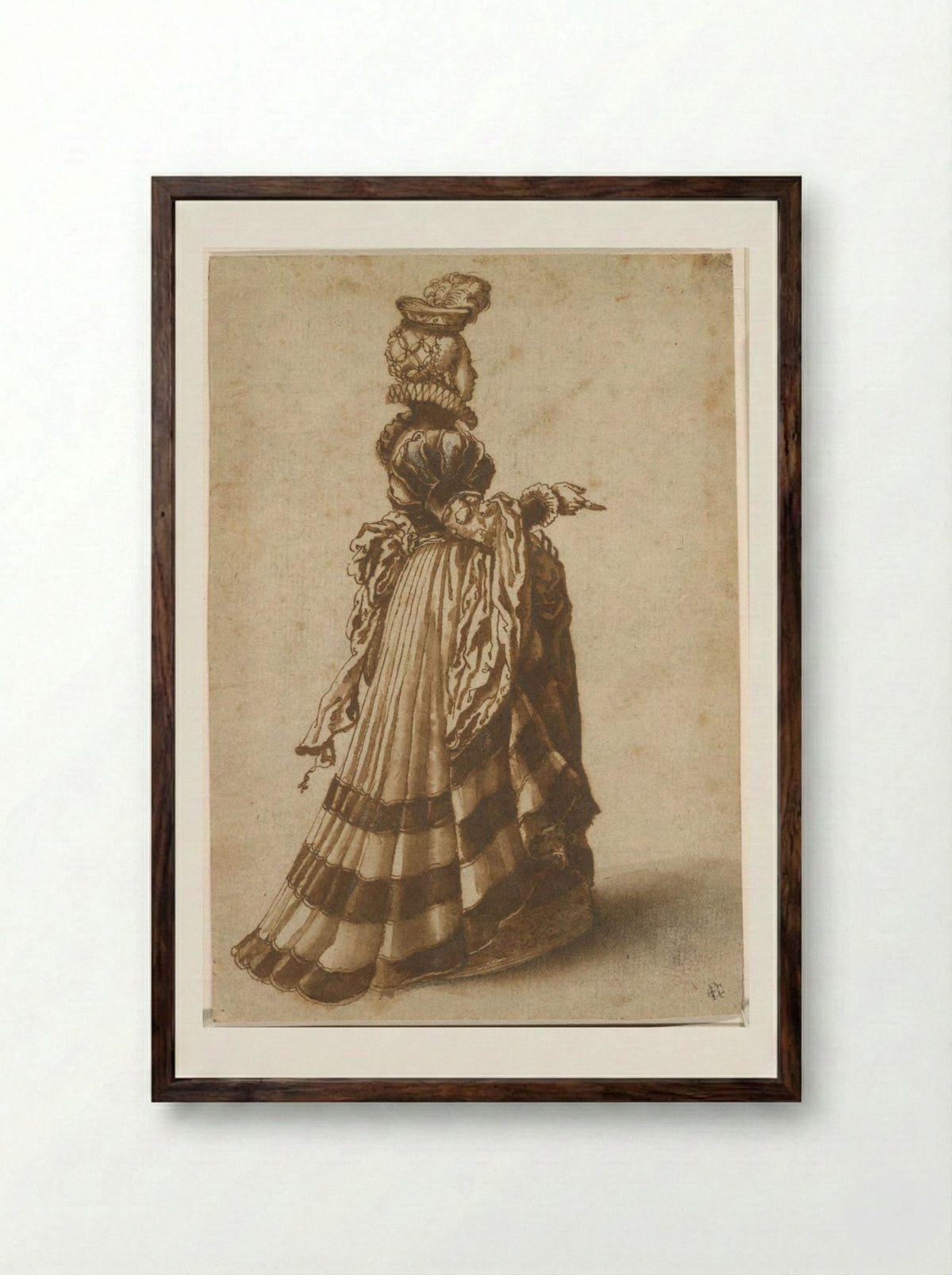 Woman in Sixteenth-Century Costume - Jan de Bisschop - Framed Print Dark Wood