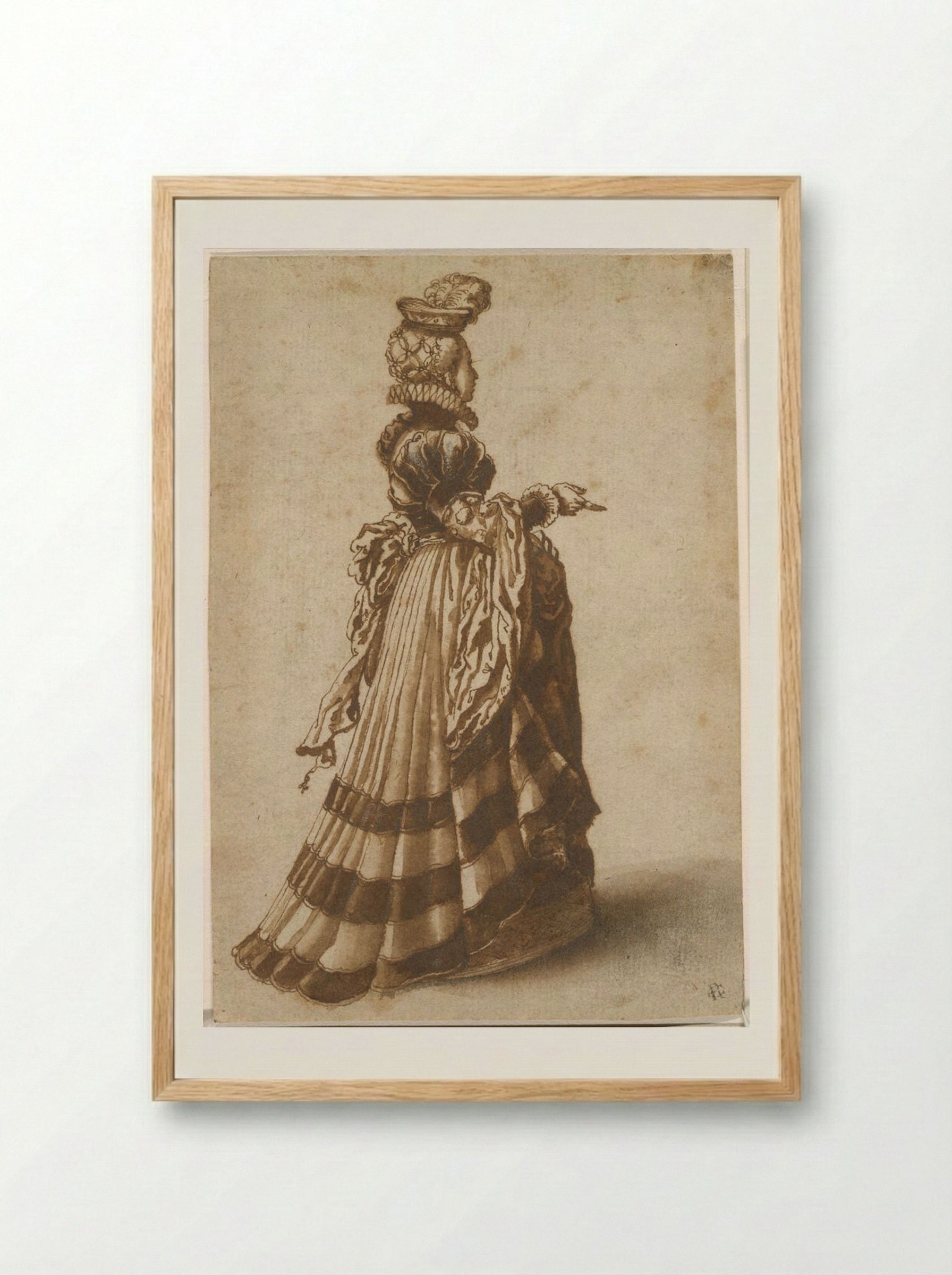 Woman in Sixteenth-Century Costume - Jan de Bisschop - Framed Print Wood