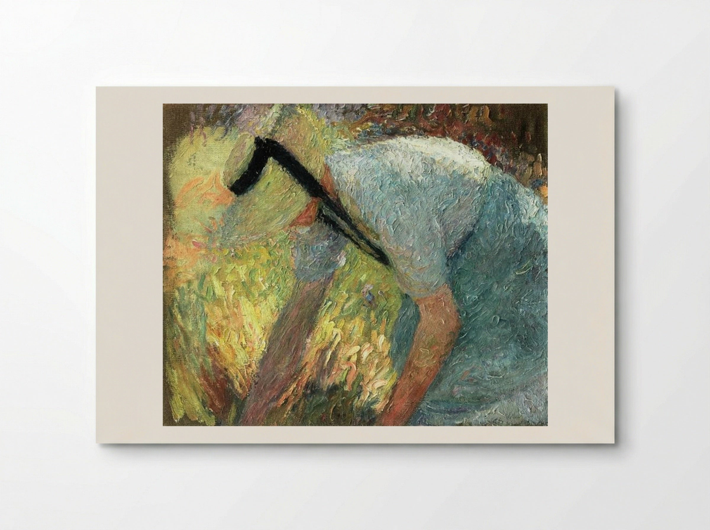 Woman in a Blue Apron and Straw Hat, Picking A Spray of Flowers - Henri Martin - Poster