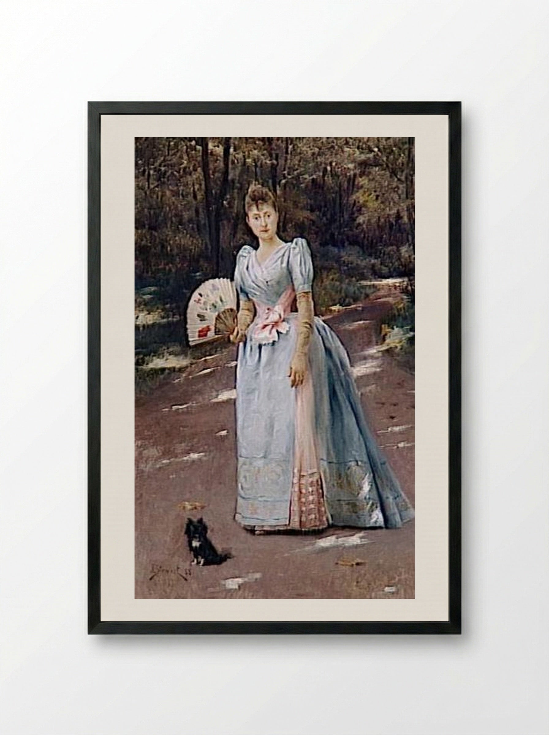 Woman in a Garden - Julius LeBlanc Stewart - Framed Print Black