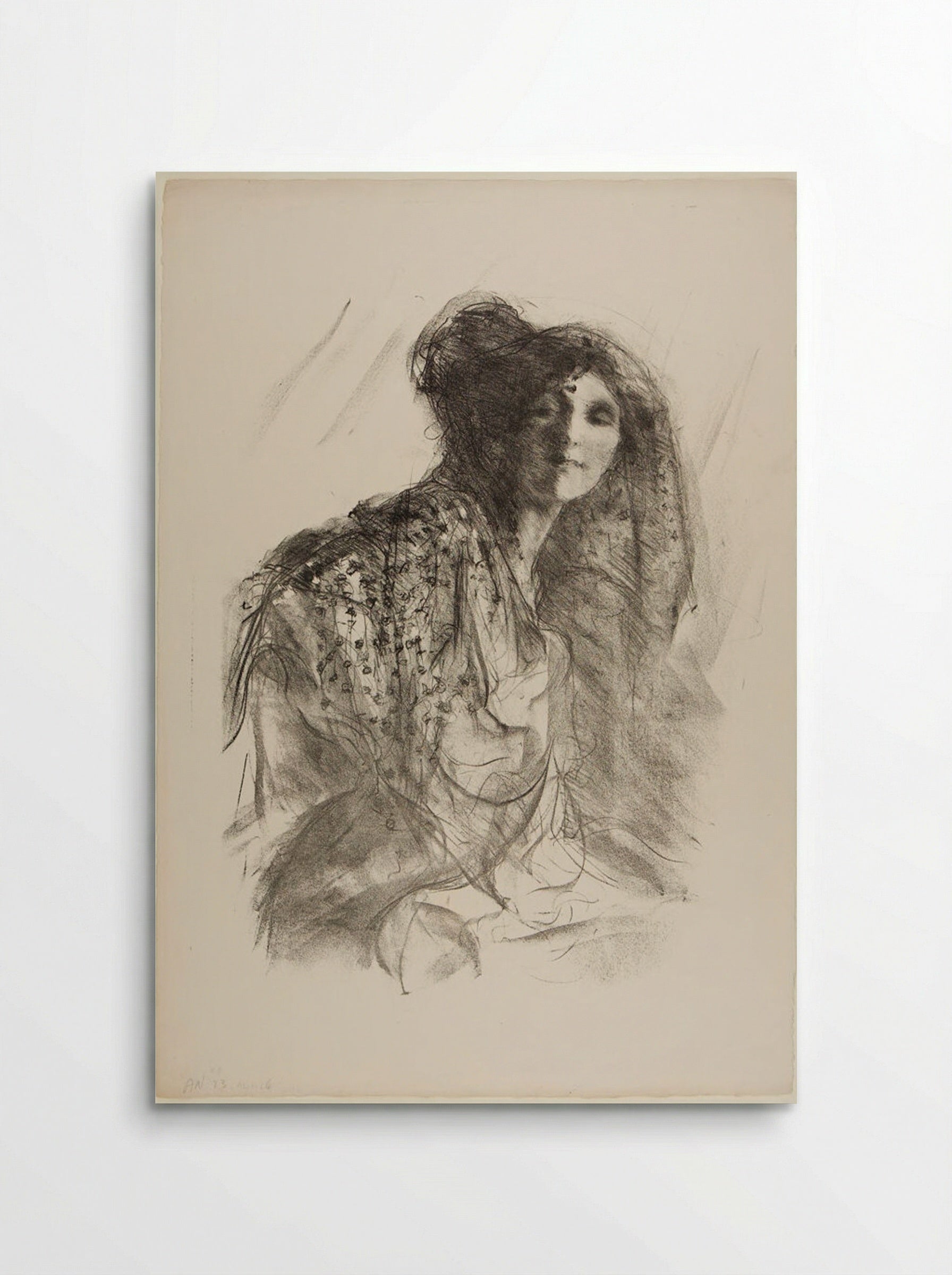 Woman in a Lace Mantilla - Albert Belleroche - Poster