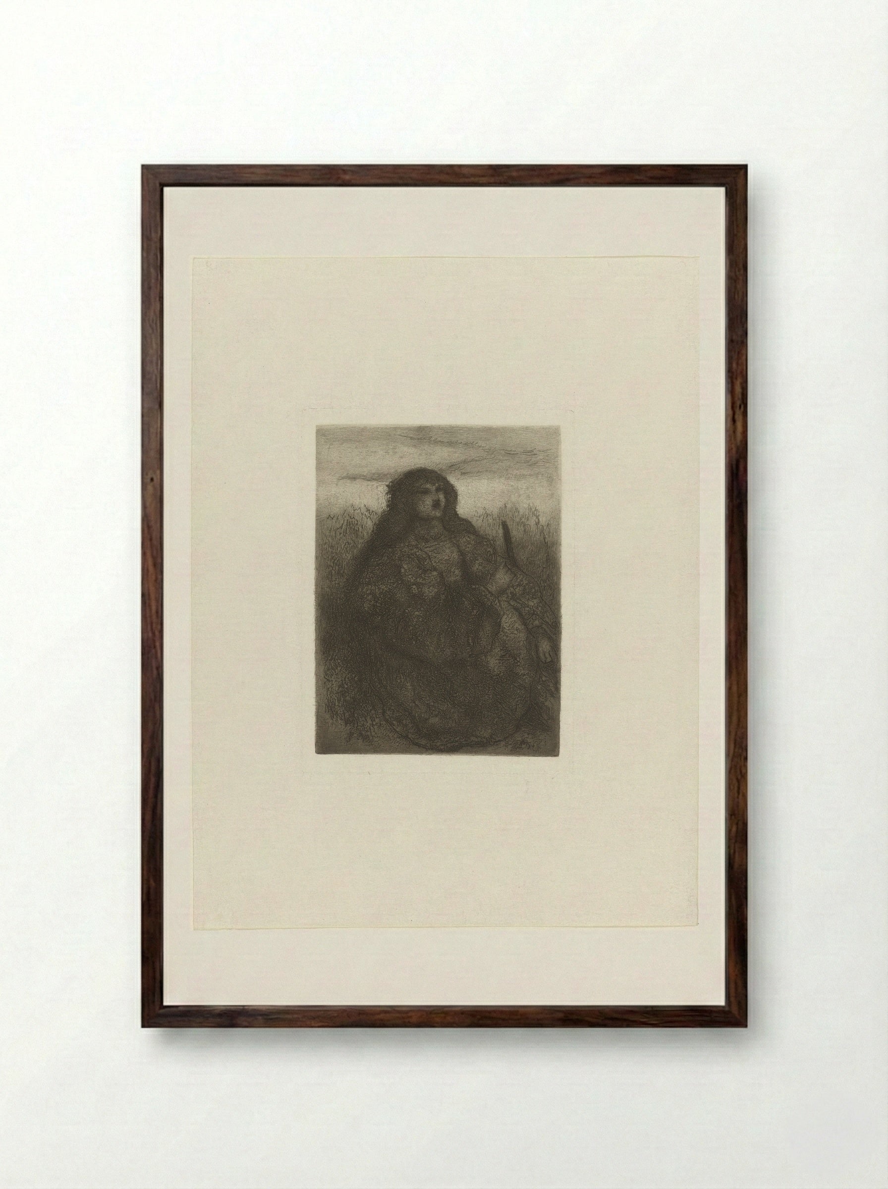Woman in a Landscape - Matthijs Maris - Framed Print Dark Wood
