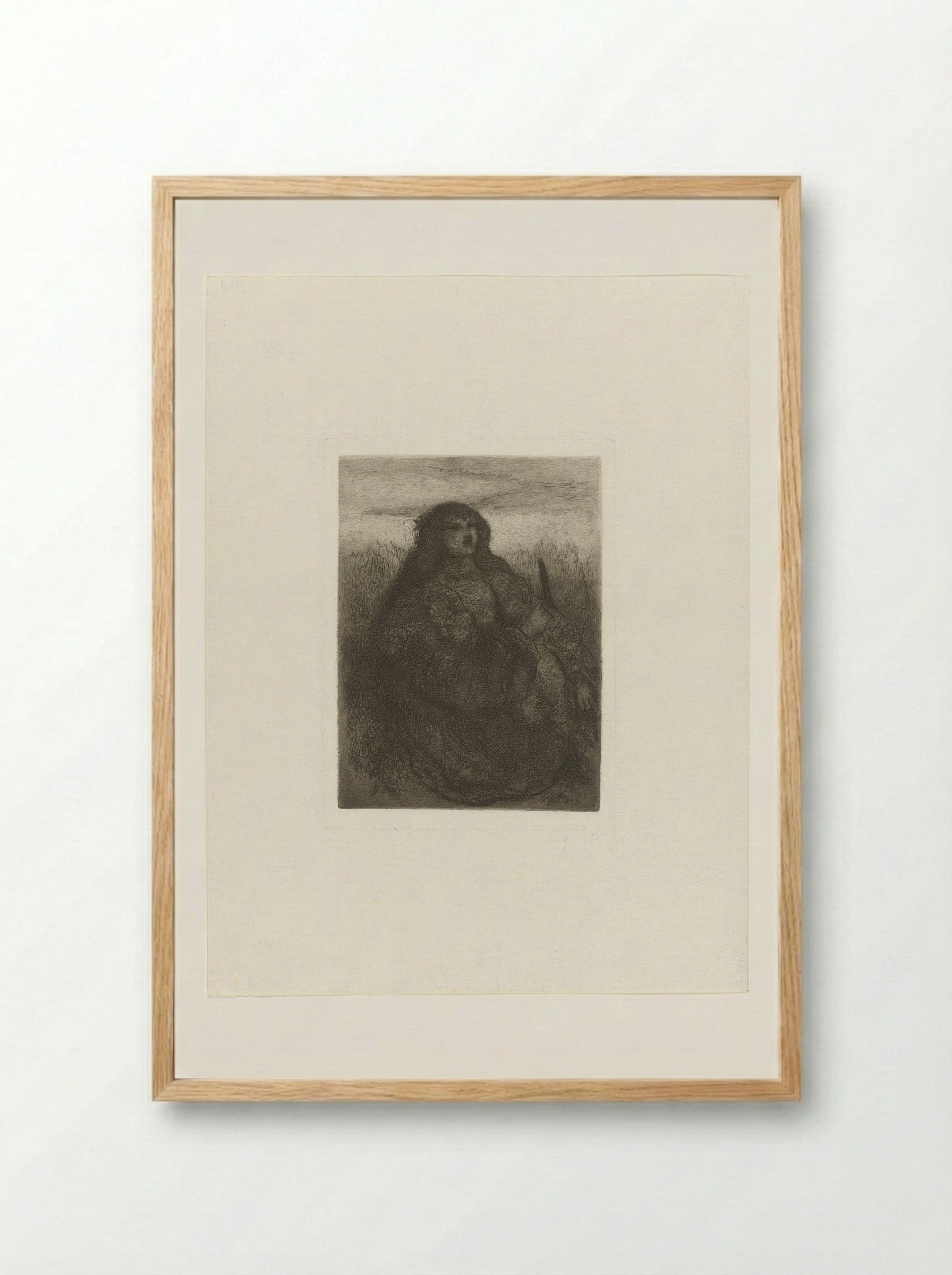 Woman in a Landscape - Matthijs Maris - Framed Print Wood