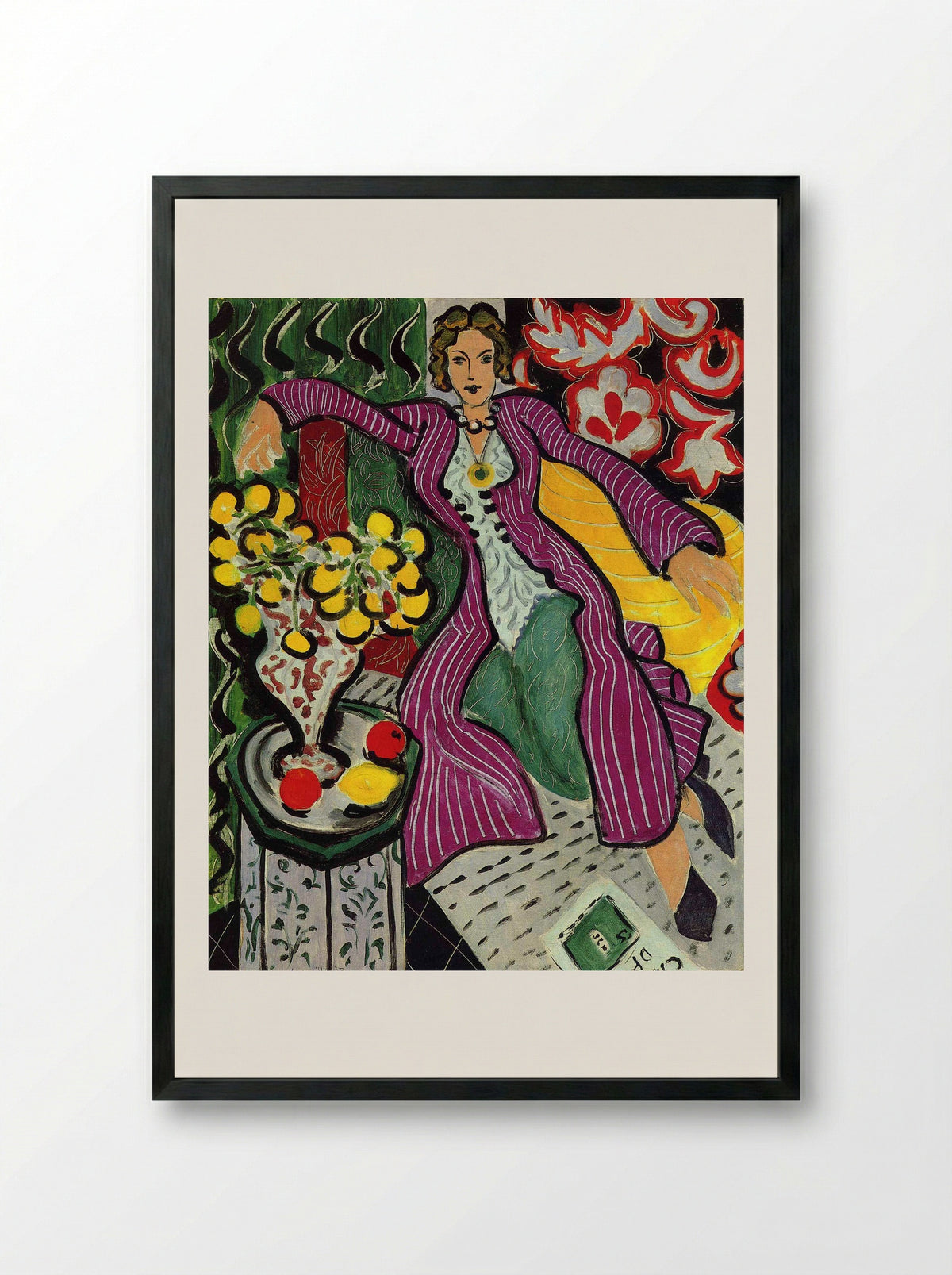 Woman in a Purple Coat - Henri Matisse - Framed Print Black