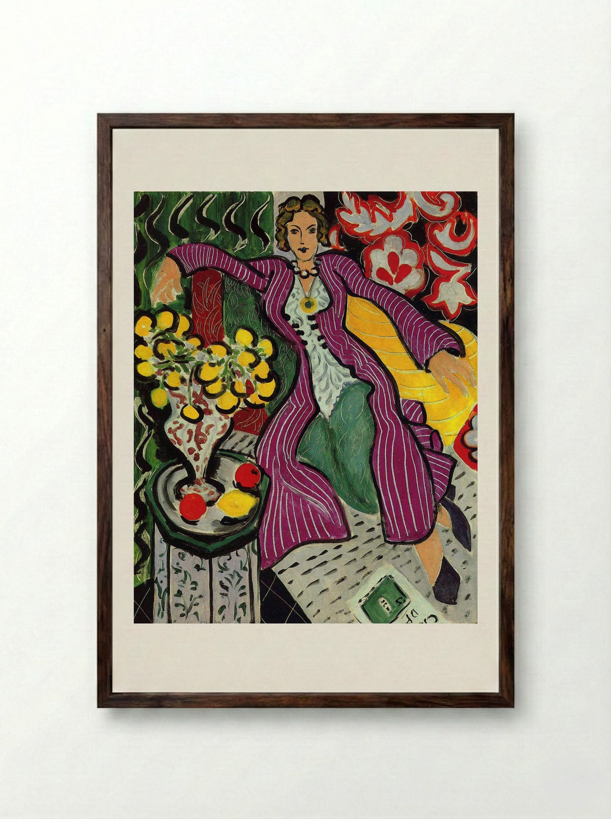 Woman in a Purple Coat - Henri Matisse - Framed Print Dark Wood