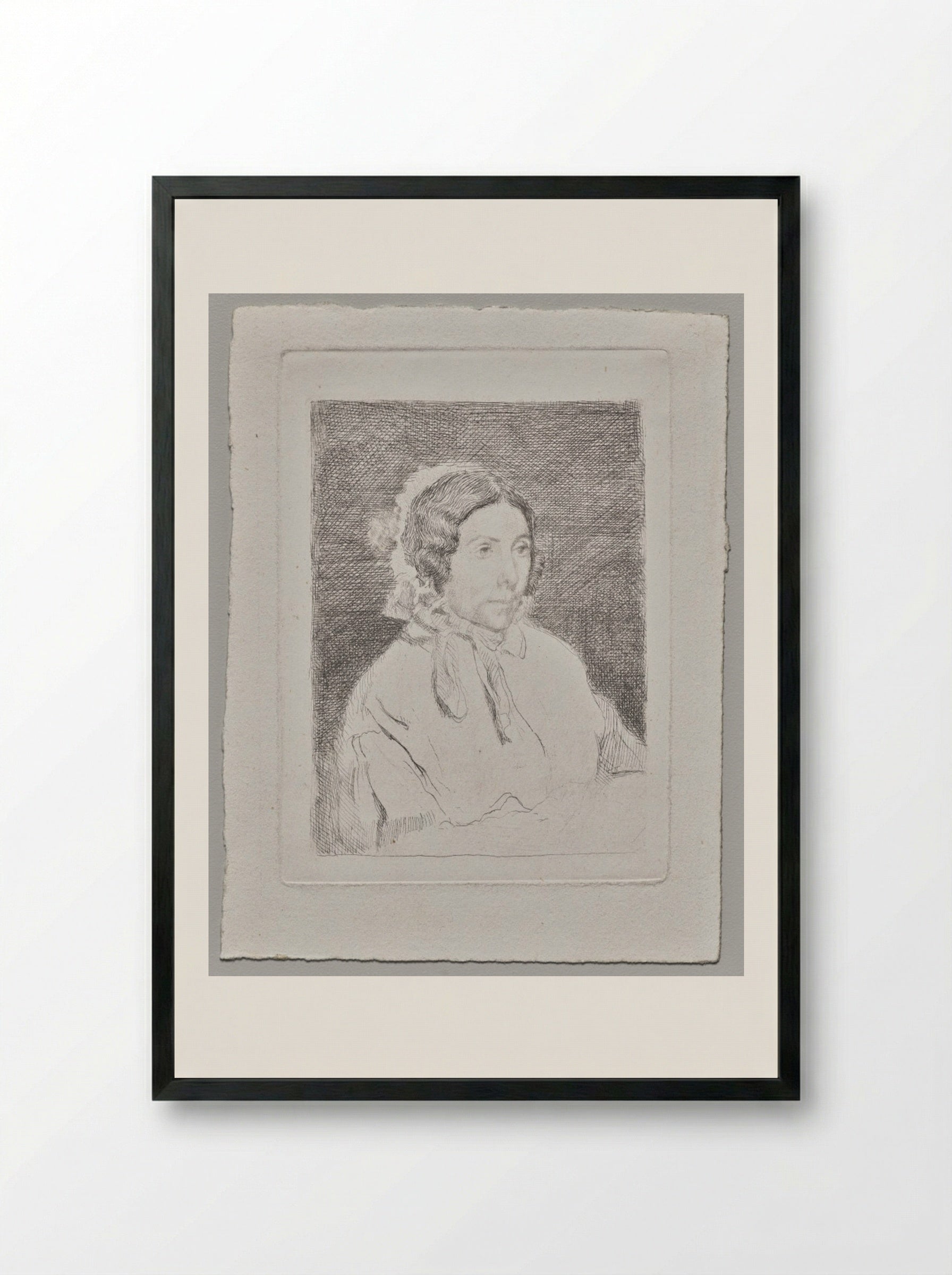Woman in a Ruffled Cap - Edgar Degas - Framed Print Black