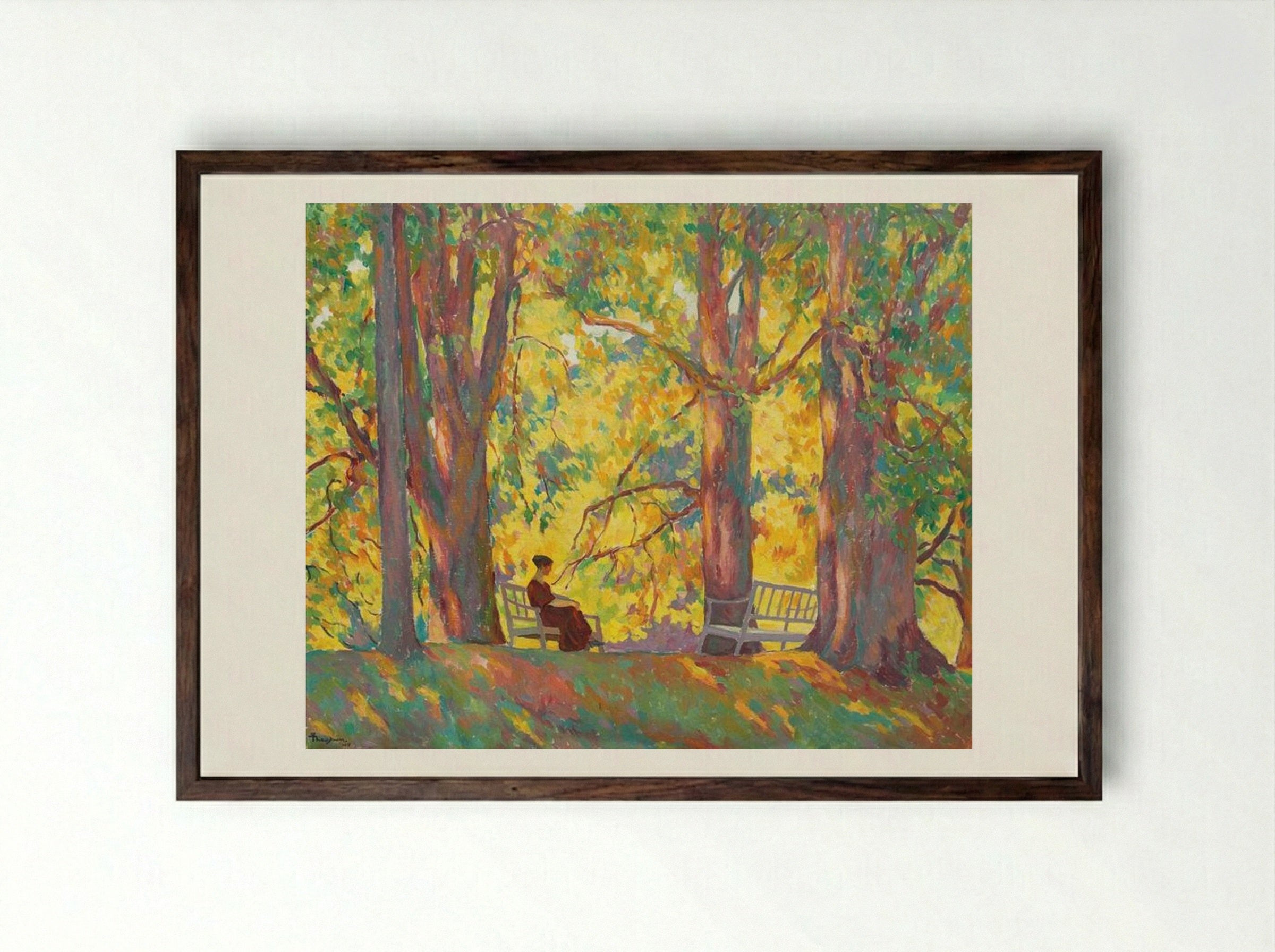 Woman in the Park - Ion Theodorescu-Sion - Framed Print Dark Wood