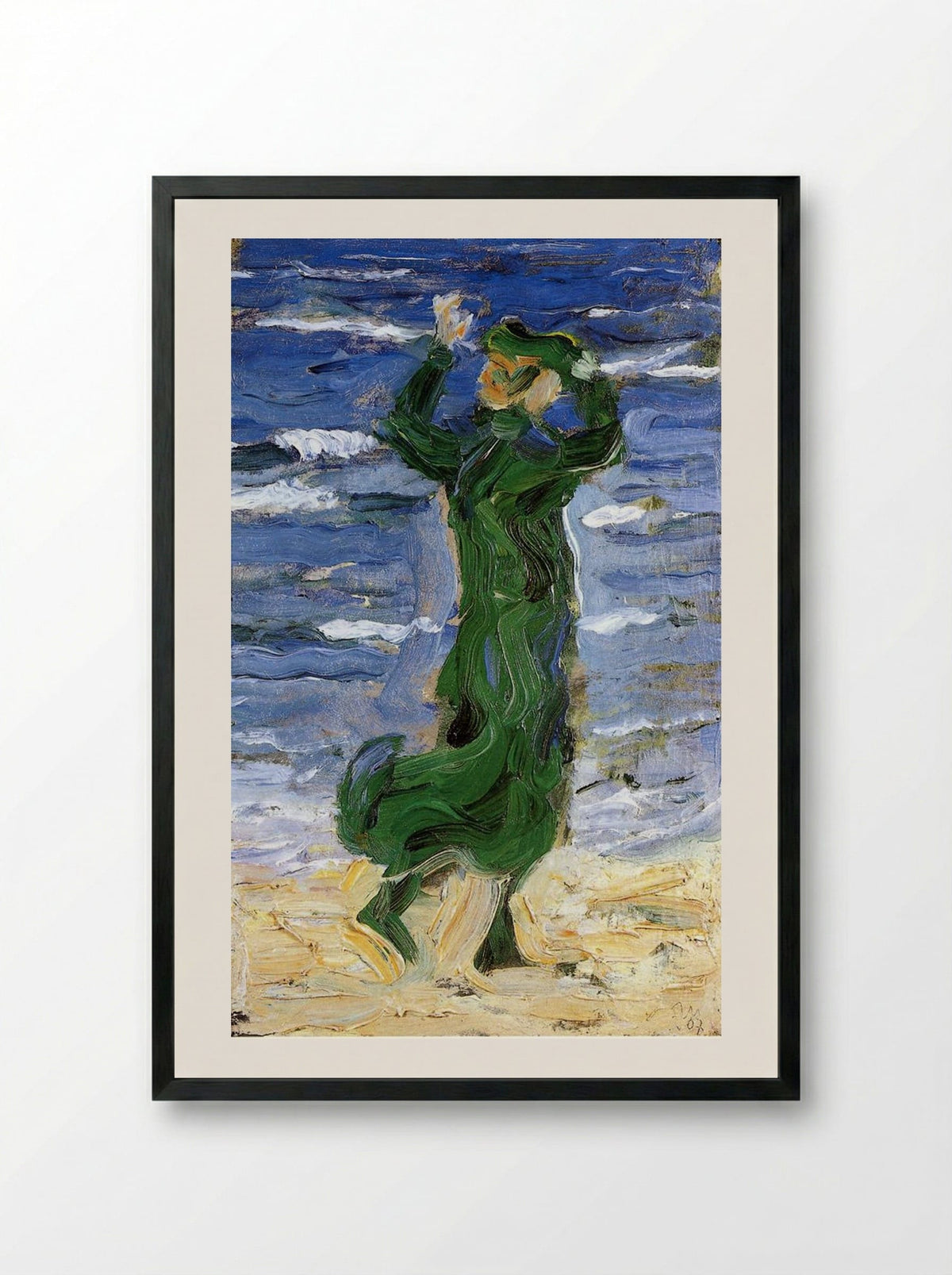 Woman in the Wind by the Sea - Franz Marc - Framed Print Black