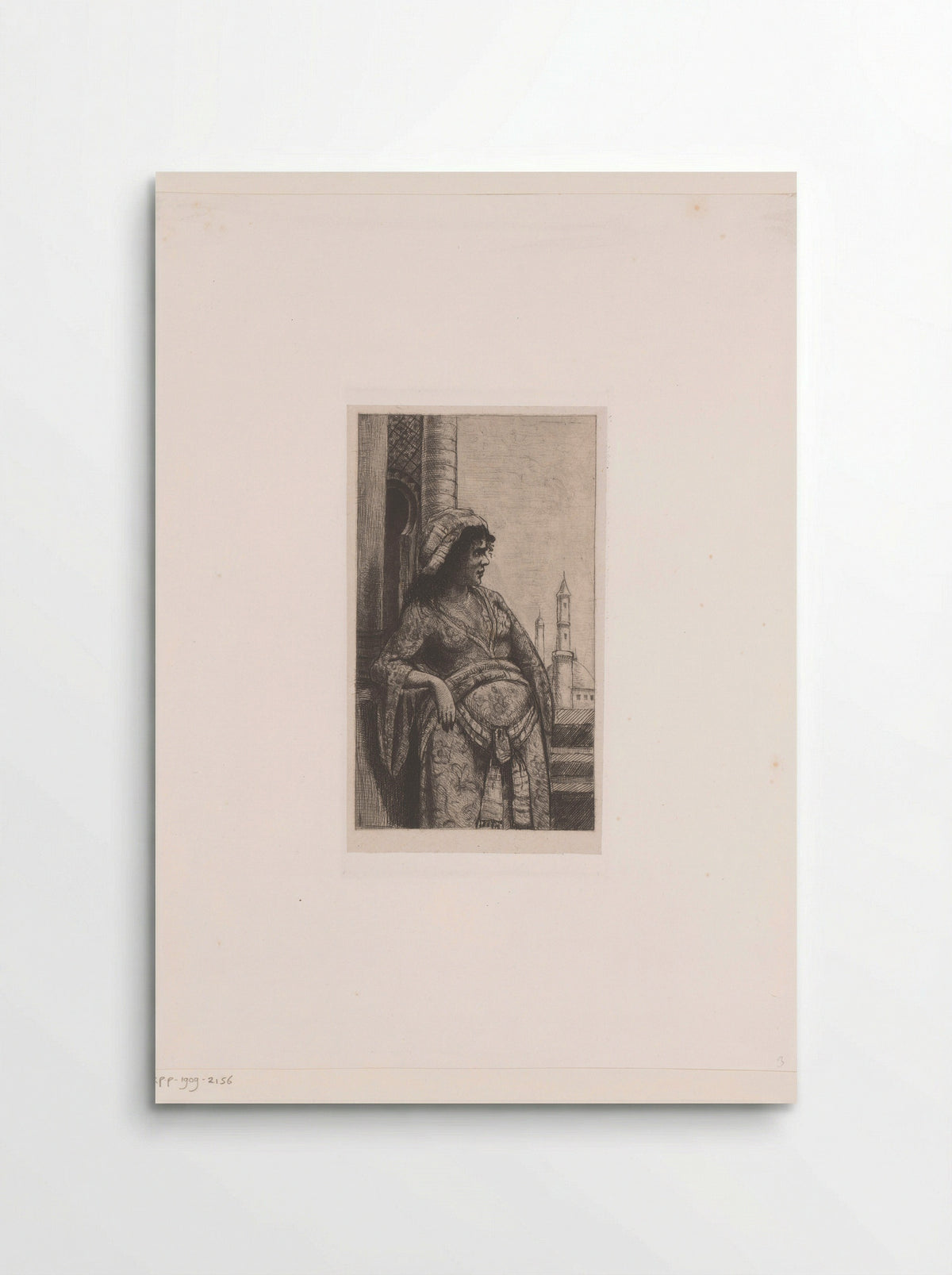 Woman on a Balcony with a Mosque in the Background - Vicomte Arthur-Jean Le Bailly d'Inghuem - Poster