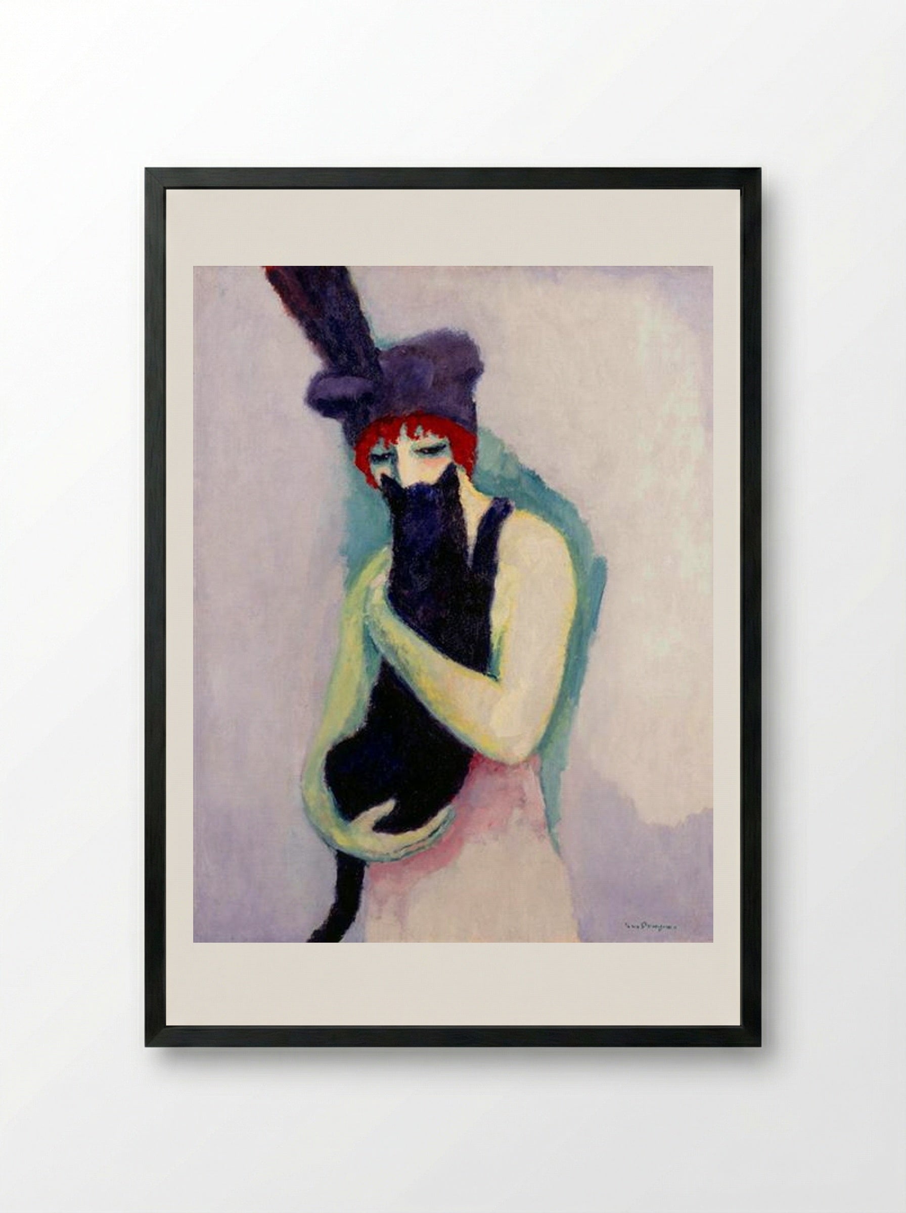 Woman with Cat - Kees van Dongen - Framed Print Black