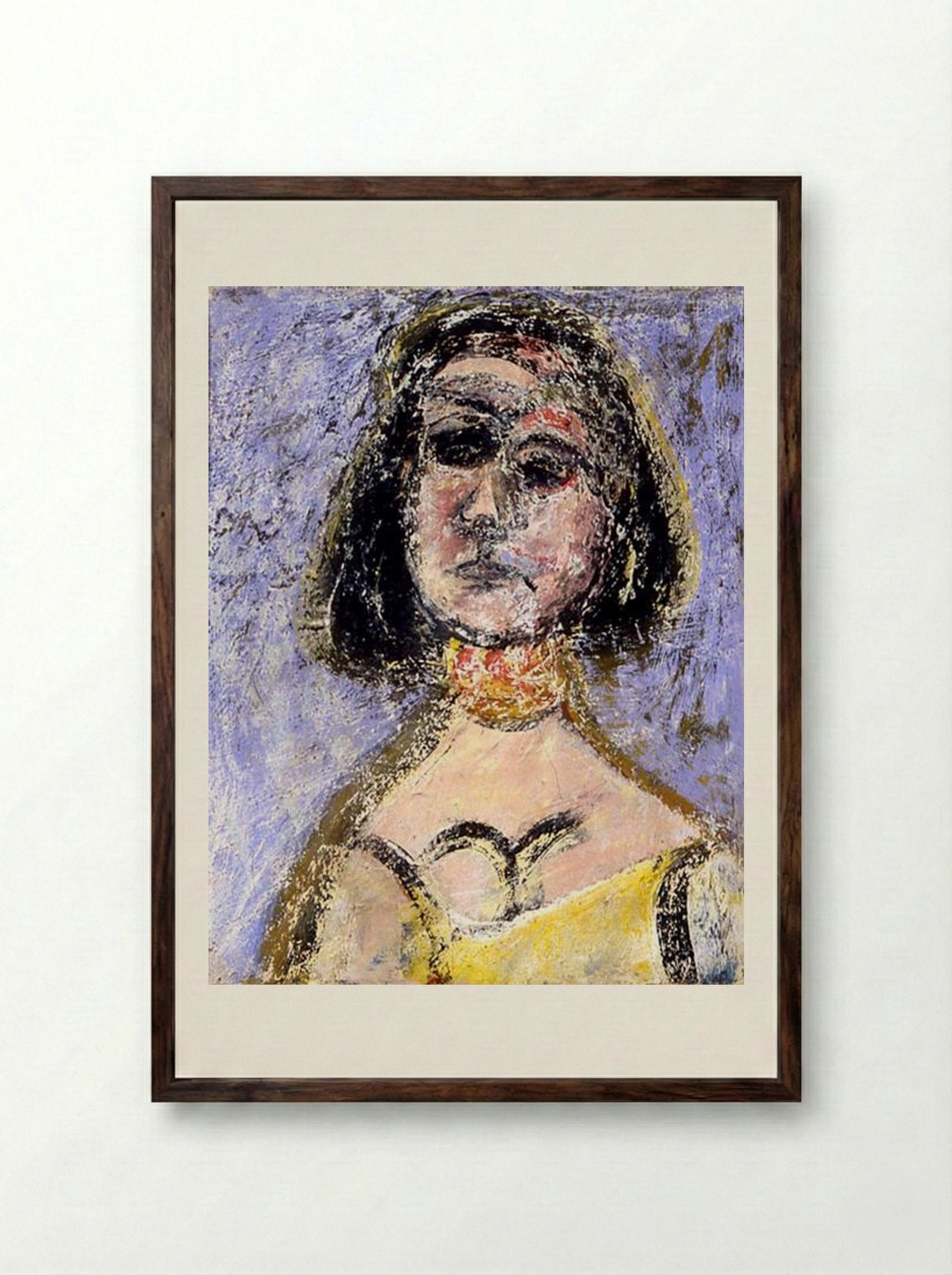 Woman with Necklace Marquette - Arshile Gorky - Framed Print Dark Wood