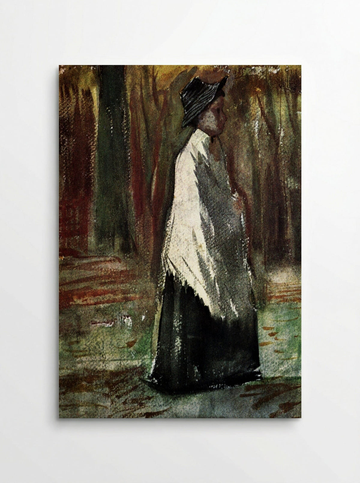 Woman with White Shawl in a Wood - Vincent van Gogh - Poster
