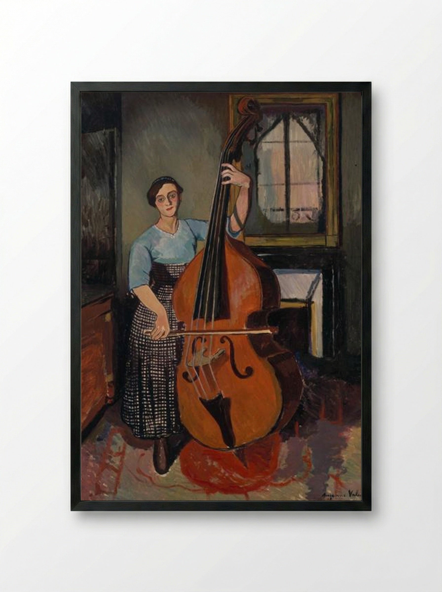 Woman with a Double Bass - Suzanne Valadon - Framed Print Black