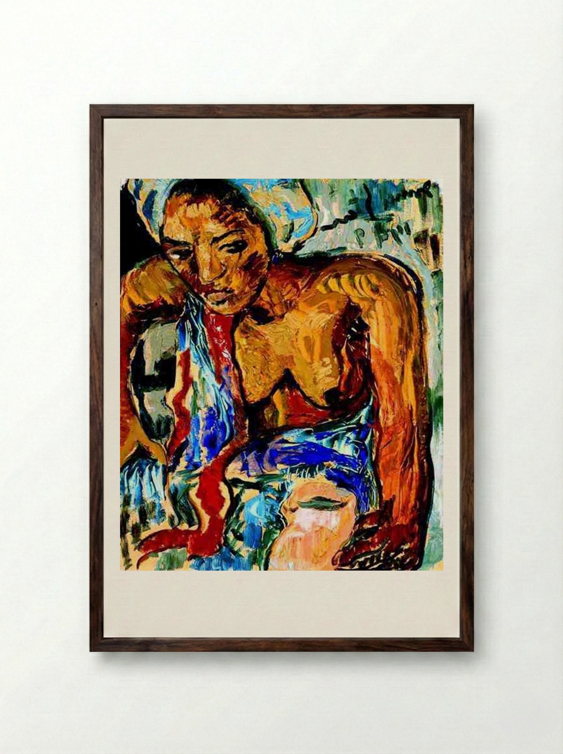 Woman with a Jug - Irma Stern - Framed Print Dark Wood
