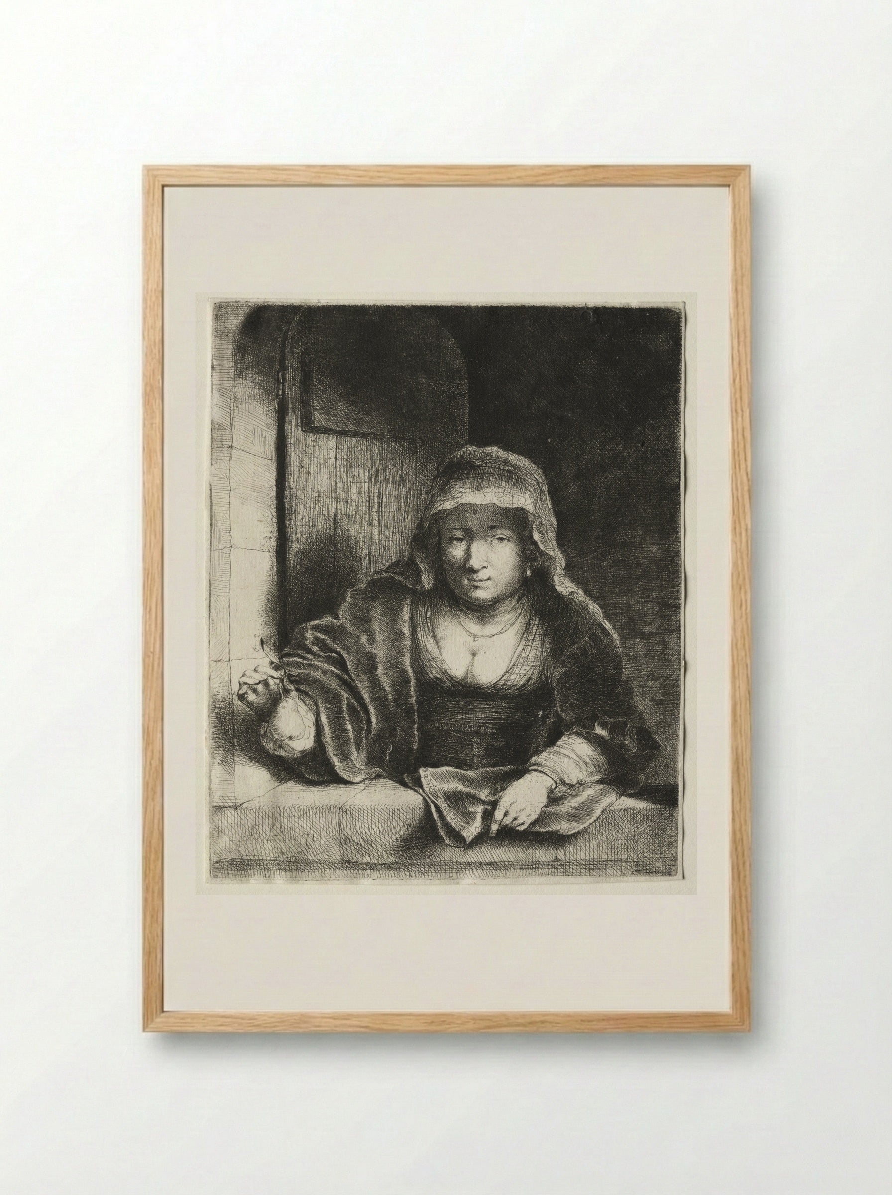 Woman with a Pear - Ferdinand Bol - Framed Print Wood