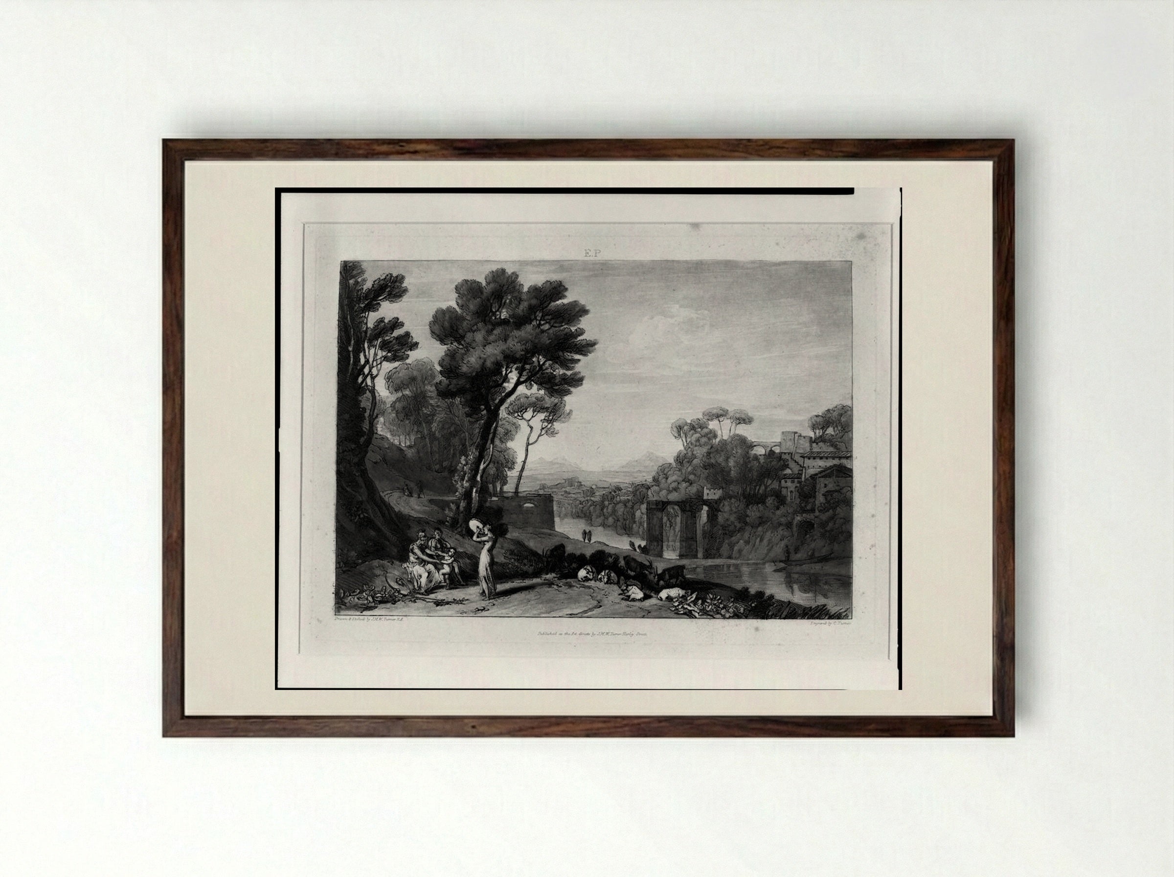 Woman with a Tambourine - Charles Turner - Framed Print Dark Wood