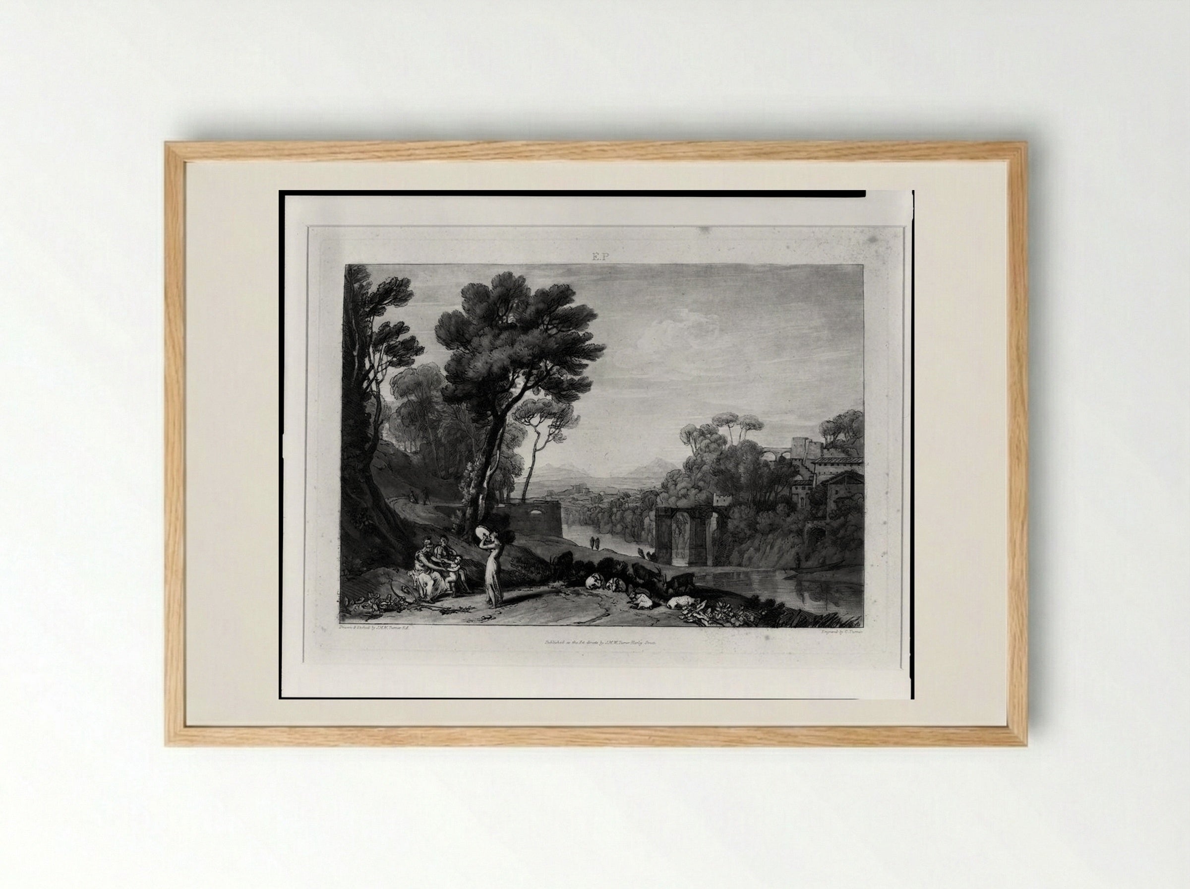 Woman with a Tambourine - Charles Turner - Framed Print Wood