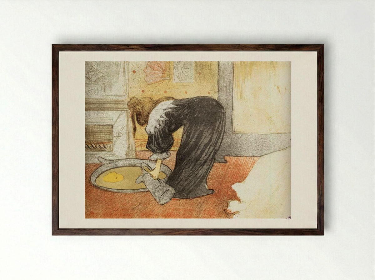 Woman with a Tub - Henri de Toulouse-Lautrec - Framed Print Dark Wood