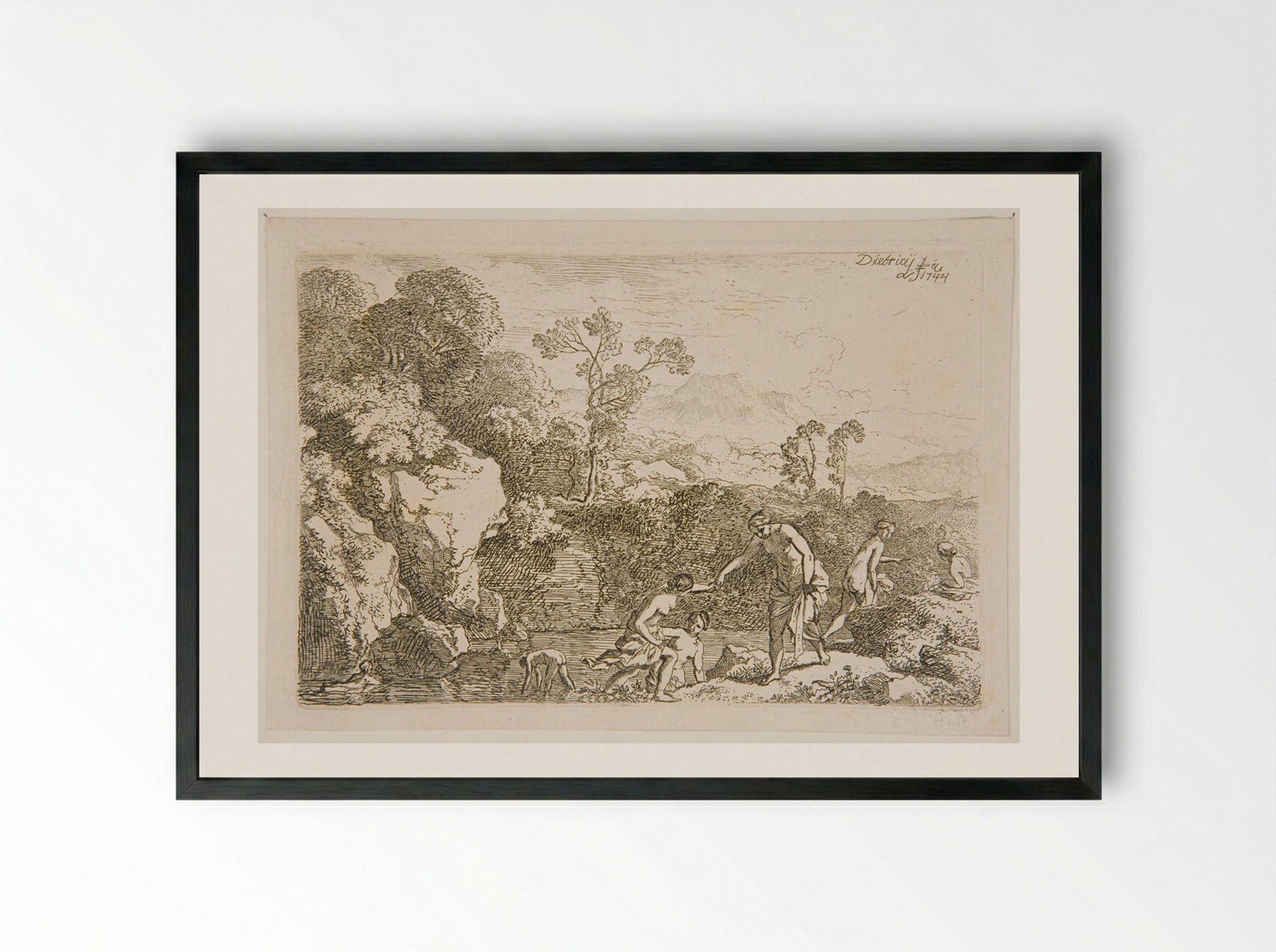 Women Bathing - Christian Wilhelm Ernst Dietrich - Framed Print Black