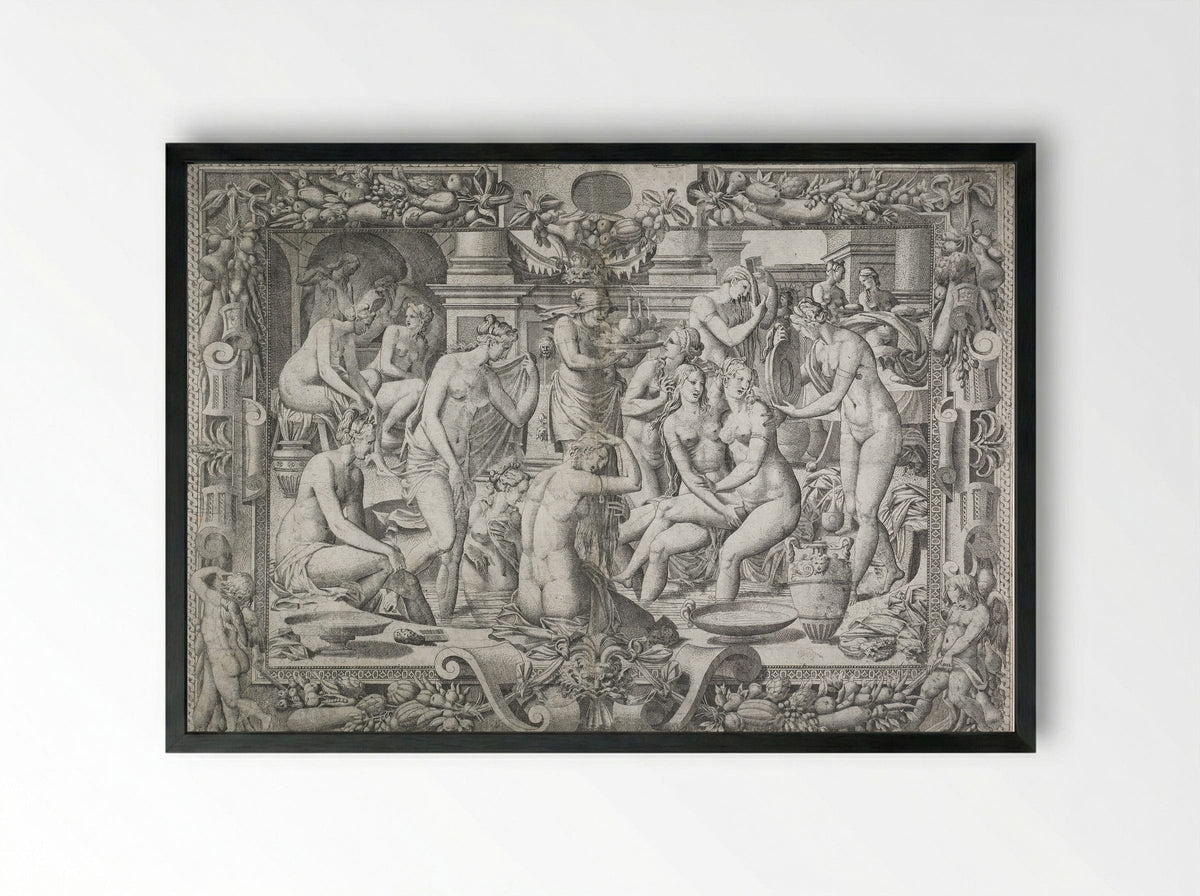 Women Bathing - Jean Mignon - Framed Print Black
