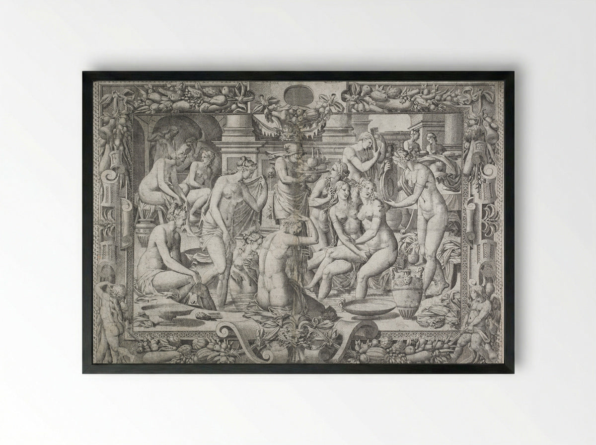 Women Bathing - Jean Mignon - Framed Print Black
