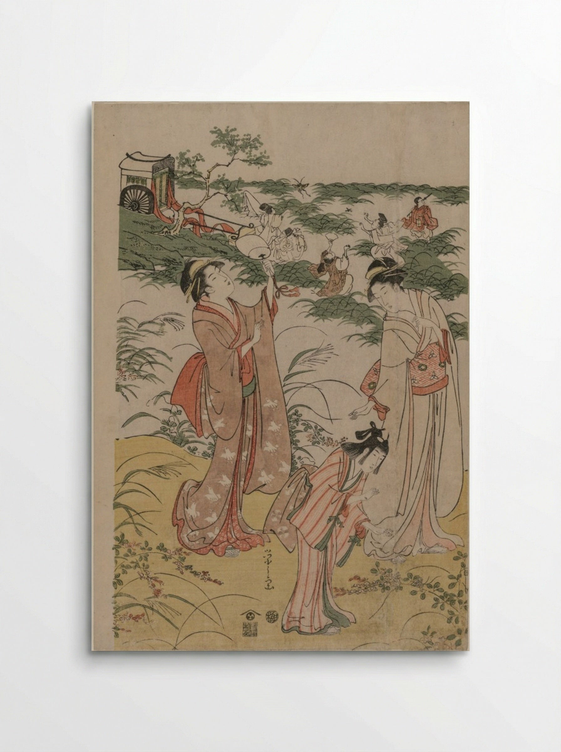 Women Chasing Crickets on an Autumn Moor - Chōbunsai Eishi - Poster