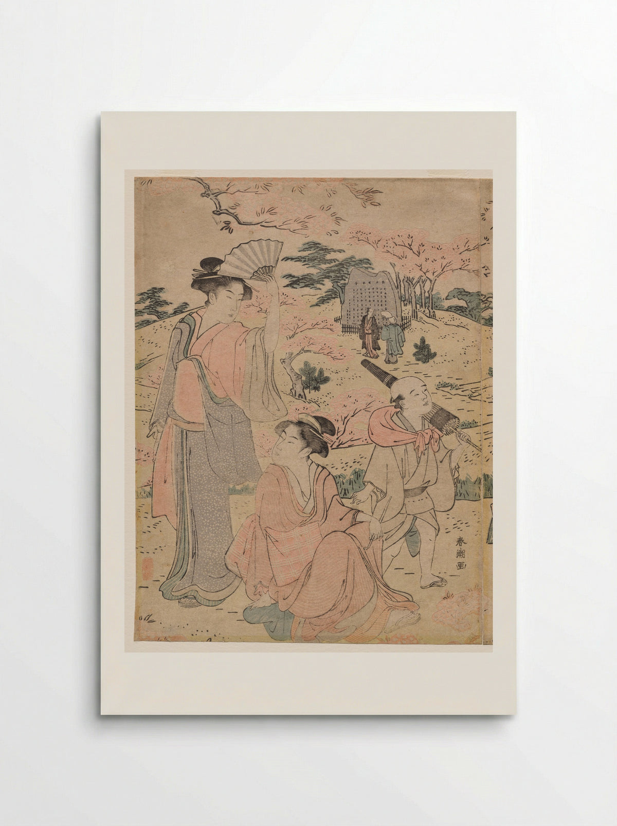 Women Viewing Cherry Blossoms at Asukayama - Katsukawa Shunchō - Poster
