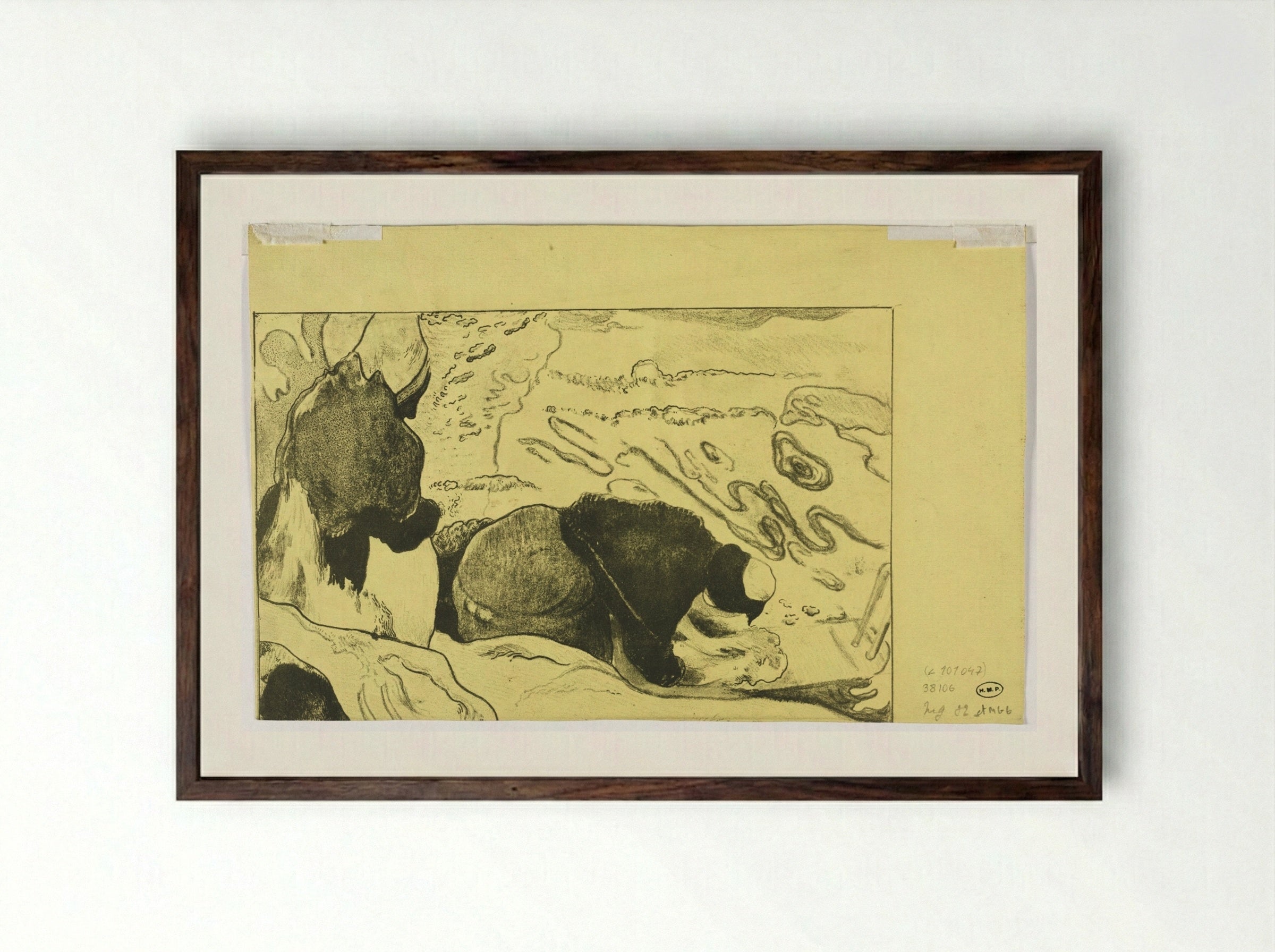 Women Washing Clothes (from the Volpini Suite) - Paul Gauguin - Framed Print Dark Wood