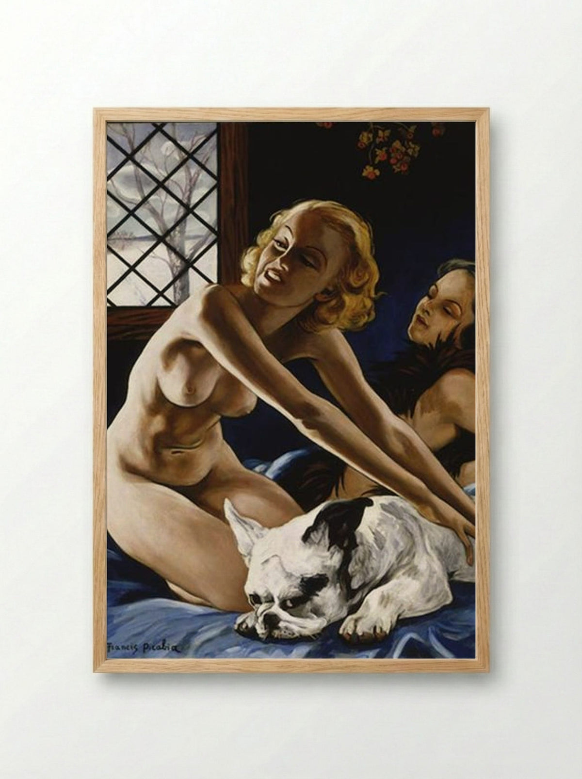 Women and Bulldog - Francis Picabia - Framed Print Wood