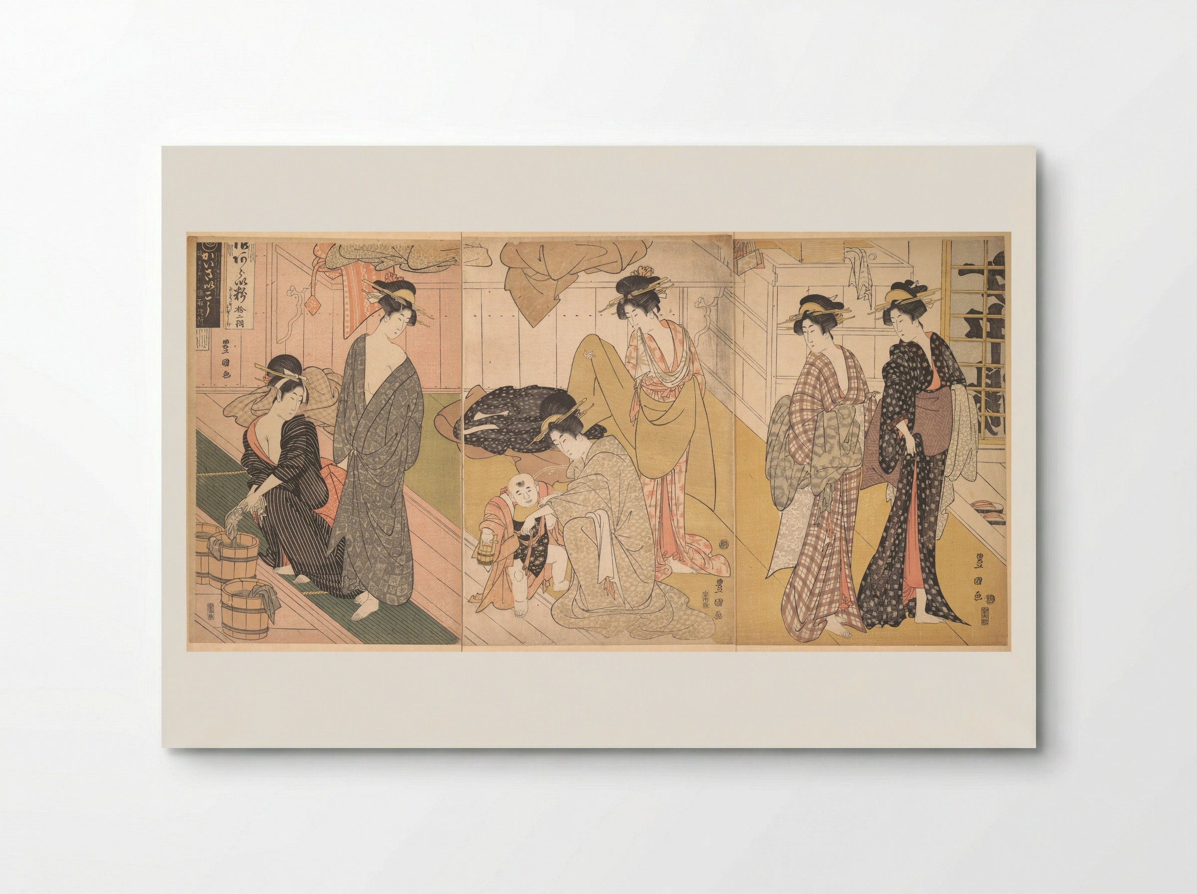 Women and an Infant Boy in a Public Bath House - Utagawa Toyokuni I - Poster
