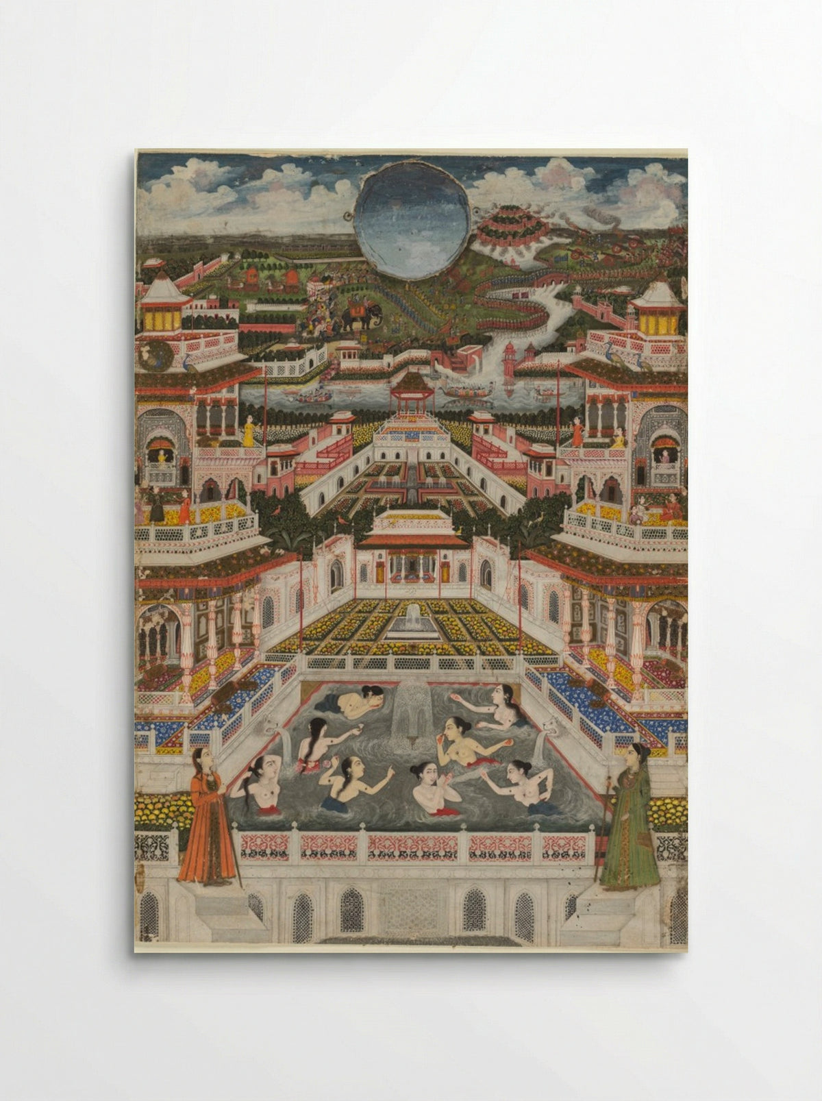 Women bathing before an architectural panorama - Fayzullah - Poster